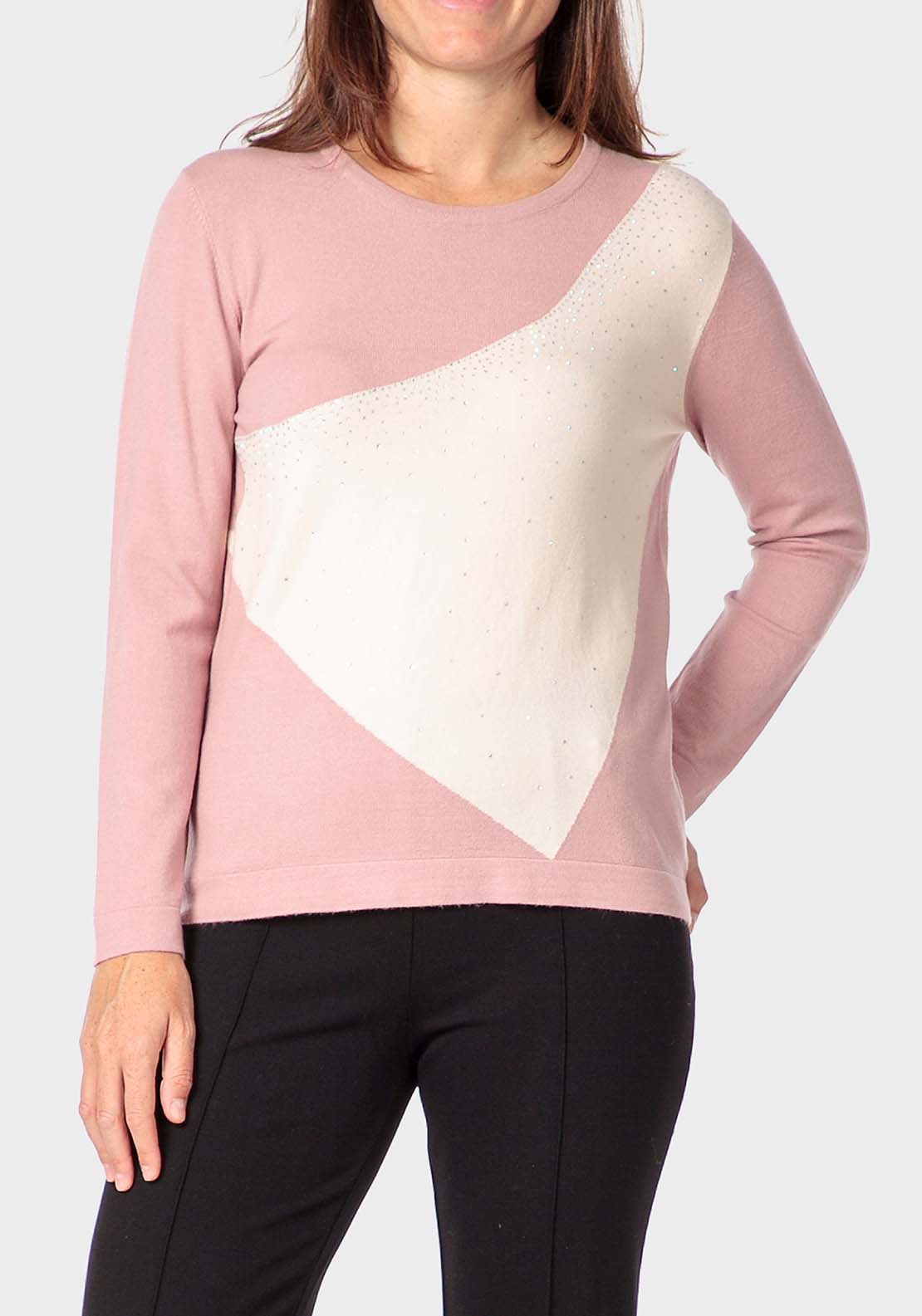 Punt Roma Rhinestone Intarsia Sweater - Purple 1 Shaws Department Stores