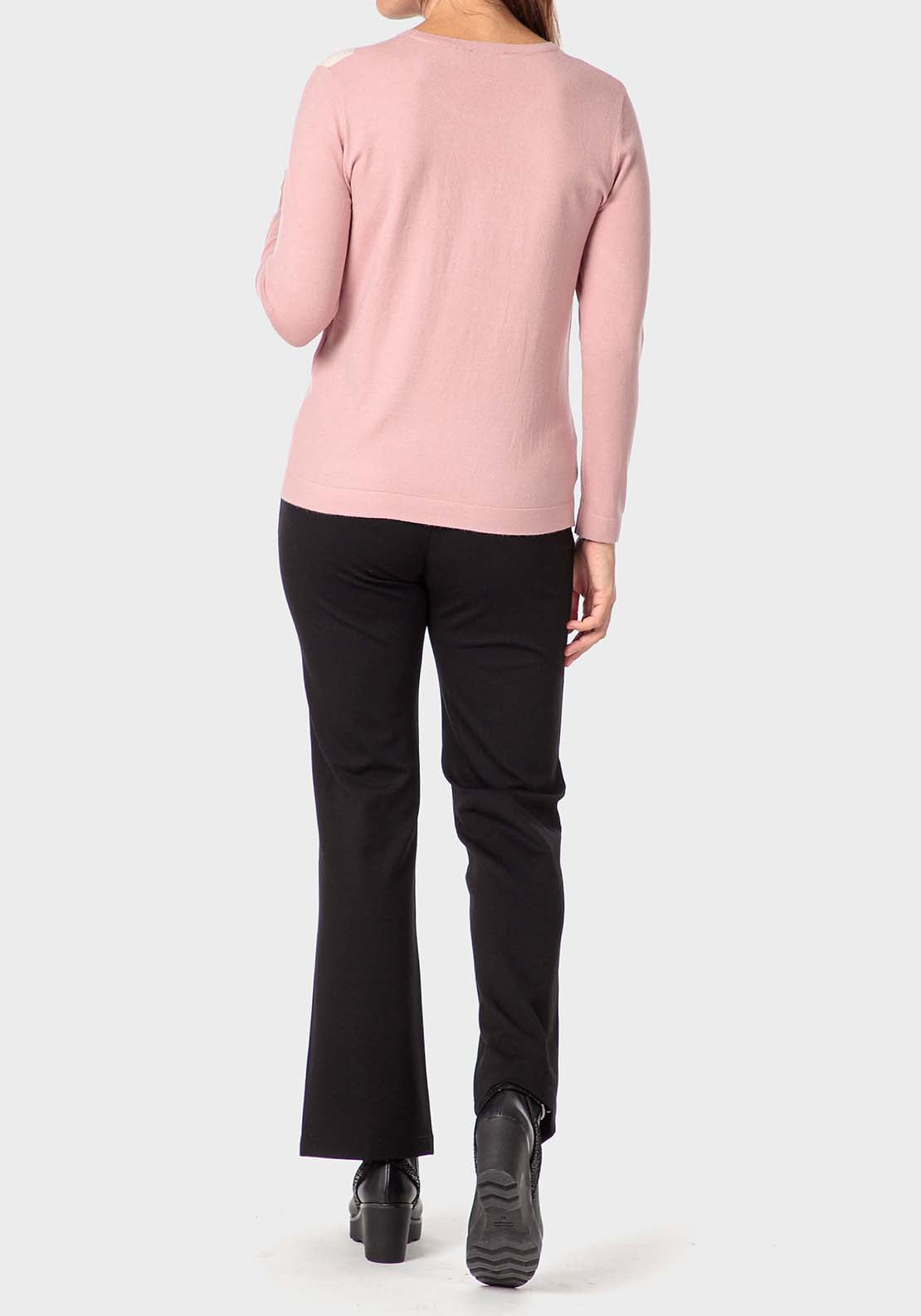 Punt Roma Rhinestone Intarsia Sweater - Purple 3 Shaws Department Stores