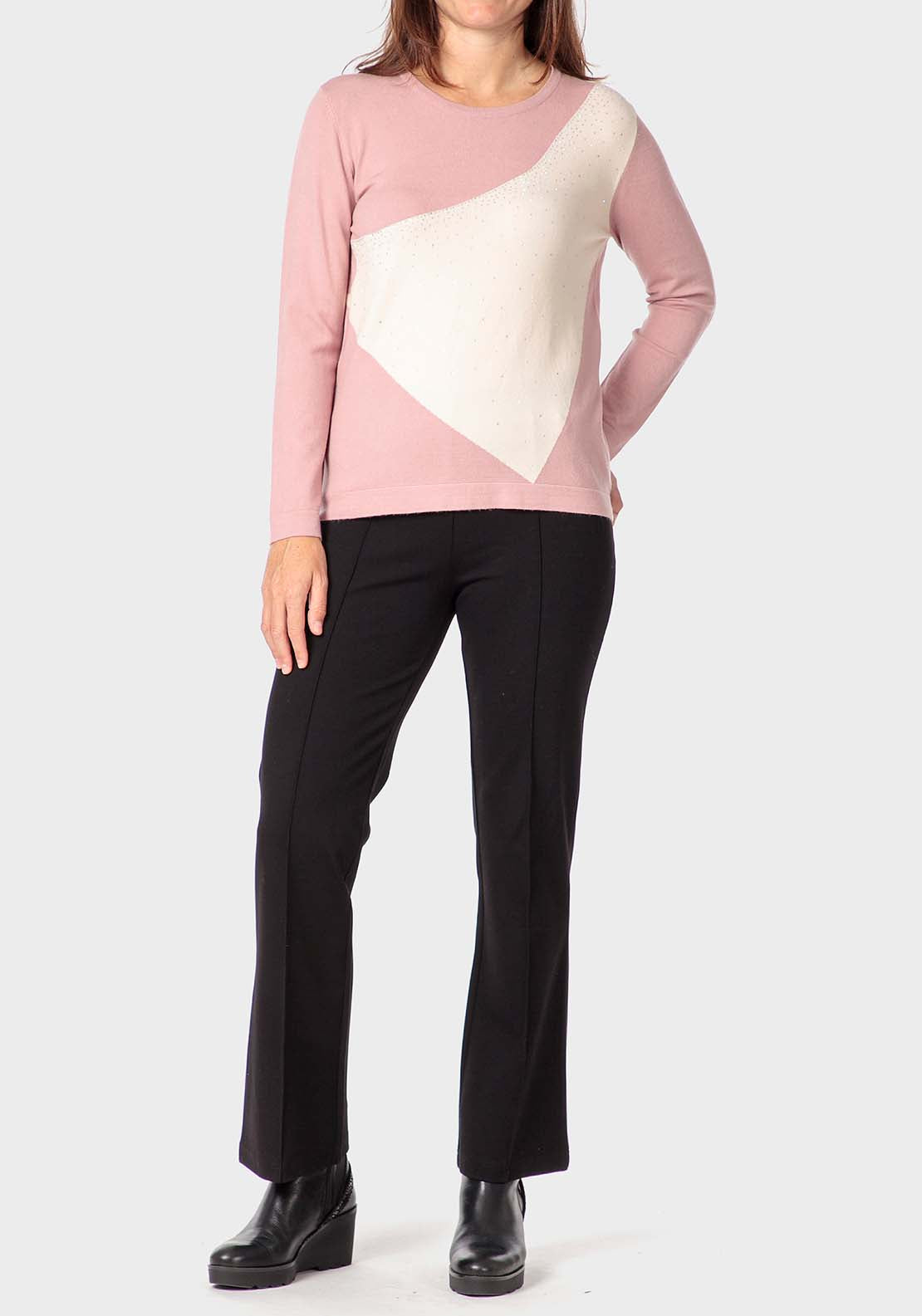 Punt Roma Rhinestone Intarsia Sweater - Purple 4 Shaws Department Stores