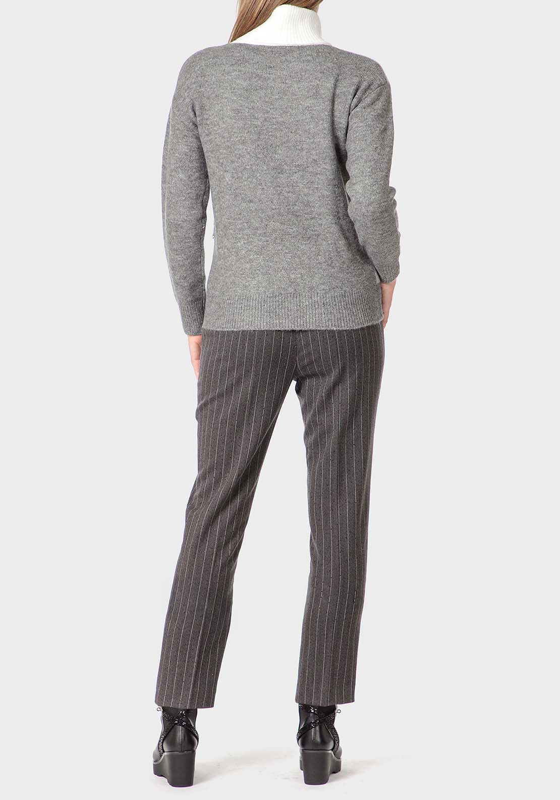 Punt Roma Intarsia Sweater - Grey 4 Shaws Department Stores