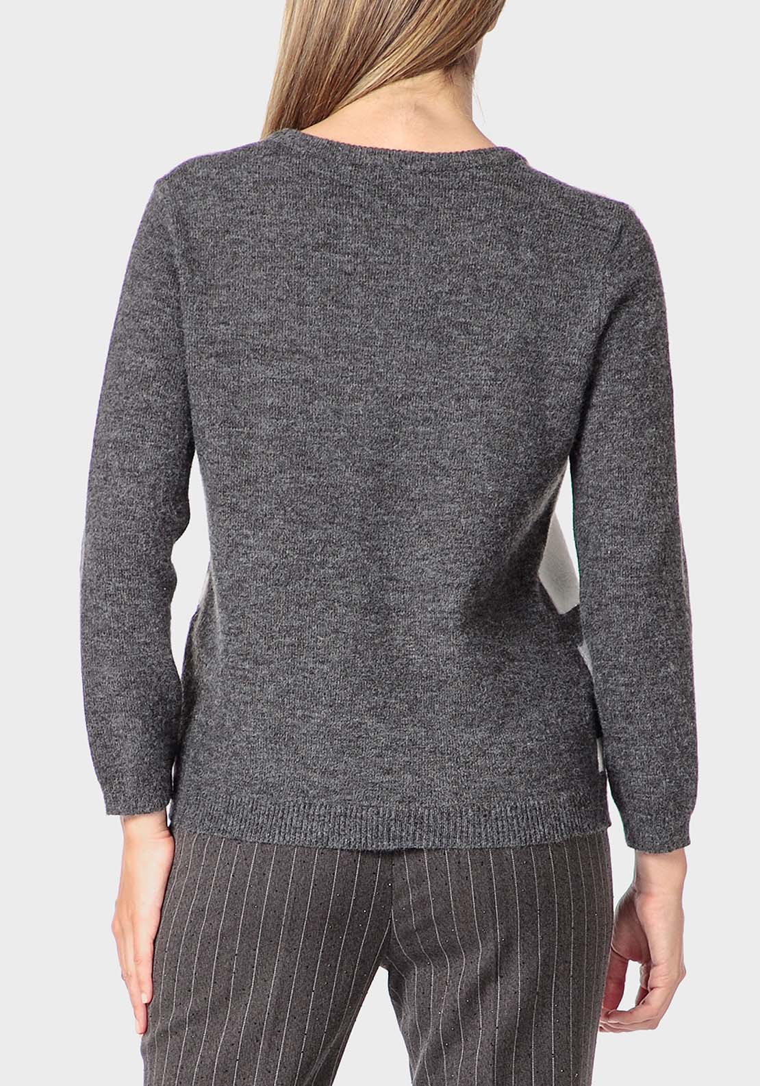 Punt Roma Intarsia Sweater - Grey 2 Shaws Department Stores