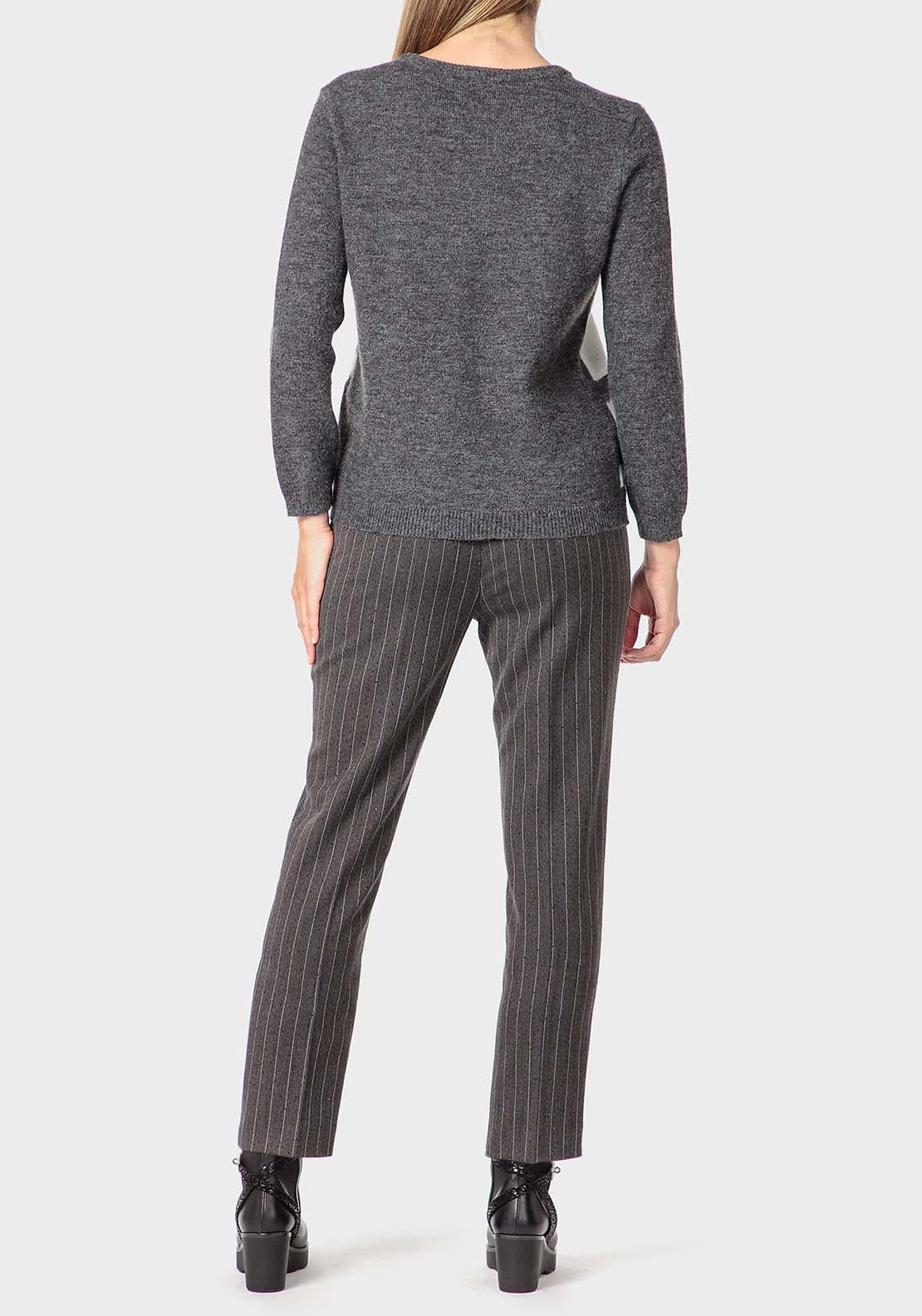Punt Roma Intarsia Sweater - Grey 4 Shaws Department Stores