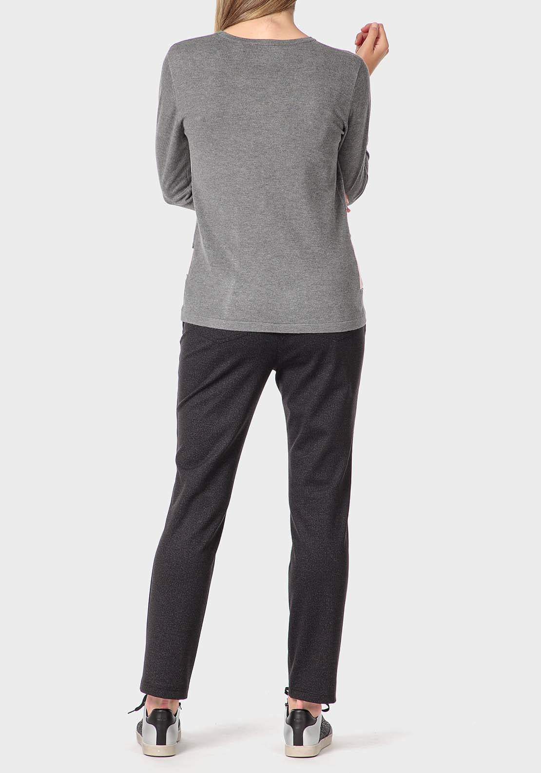 Punt Roma Rhinestone Intarsia Sweater - Grey 4 Shaws Department Stores