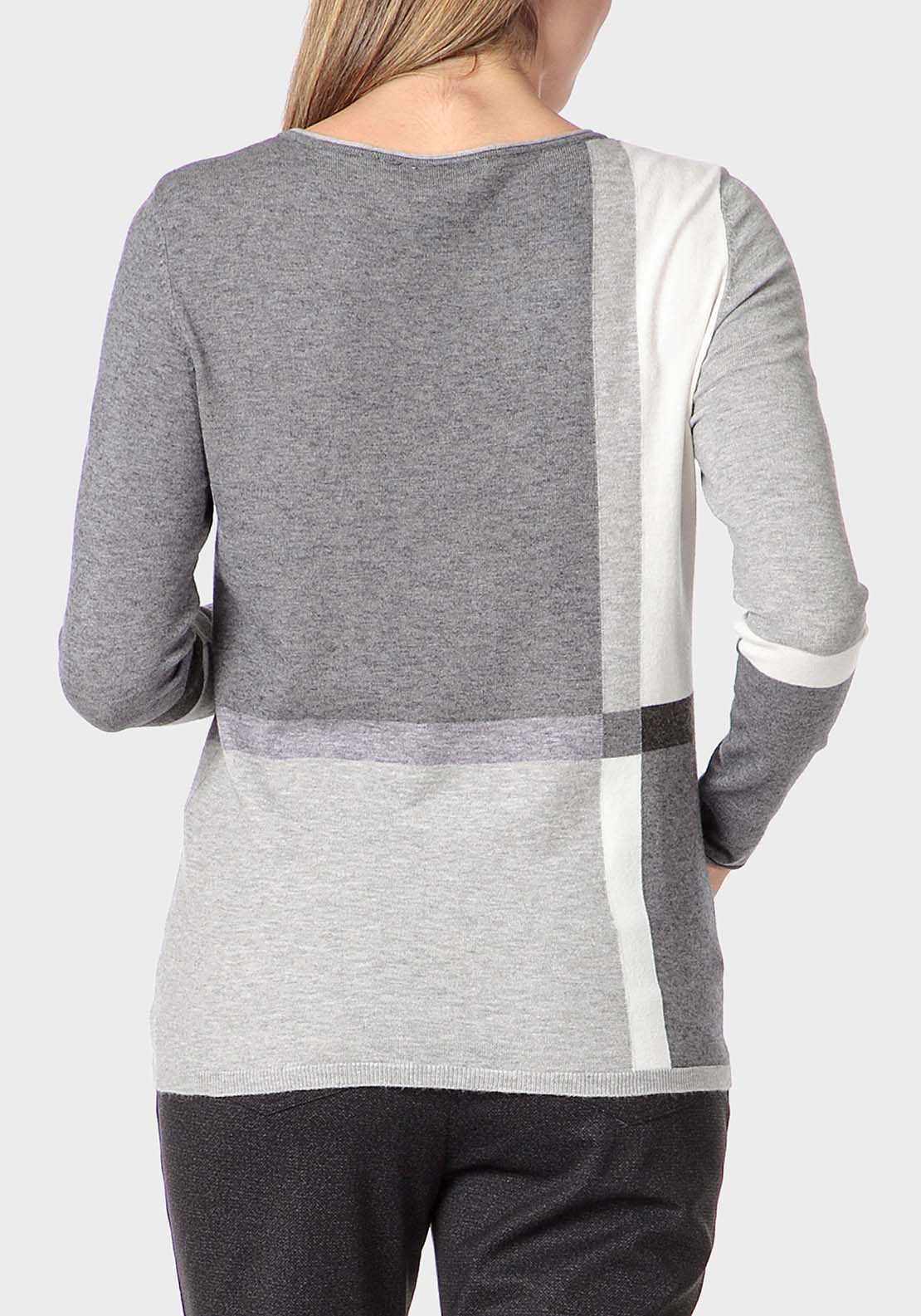 Punt Roma Intarsia Sweater - Grey 2 Shaws Department Stores