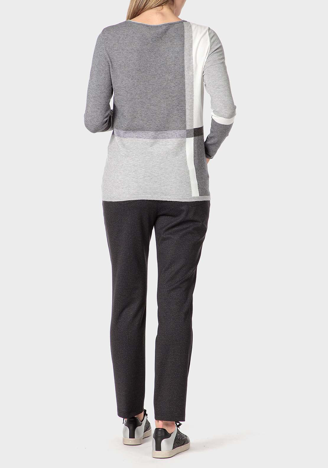 Punt Roma Intarsia Sweater - Grey 3 Shaws Department Stores