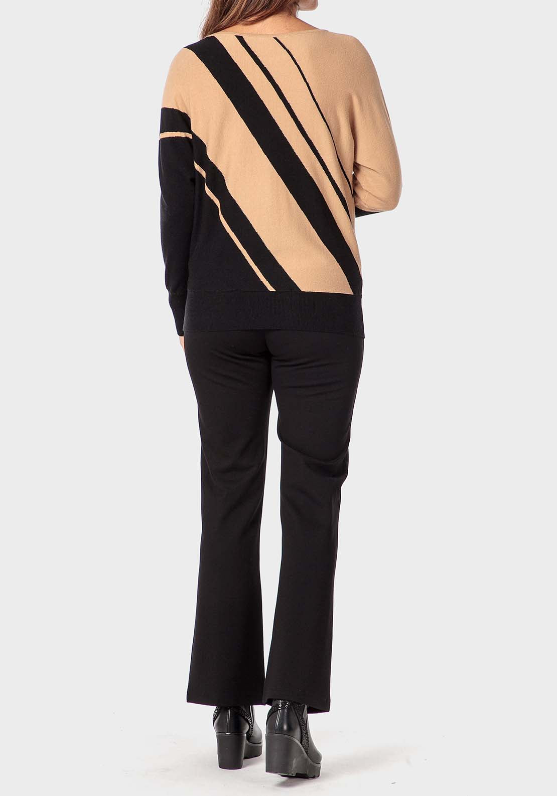 Punt Roma Intarsia Studded Sweater - Black 4 Shaws Department Stores