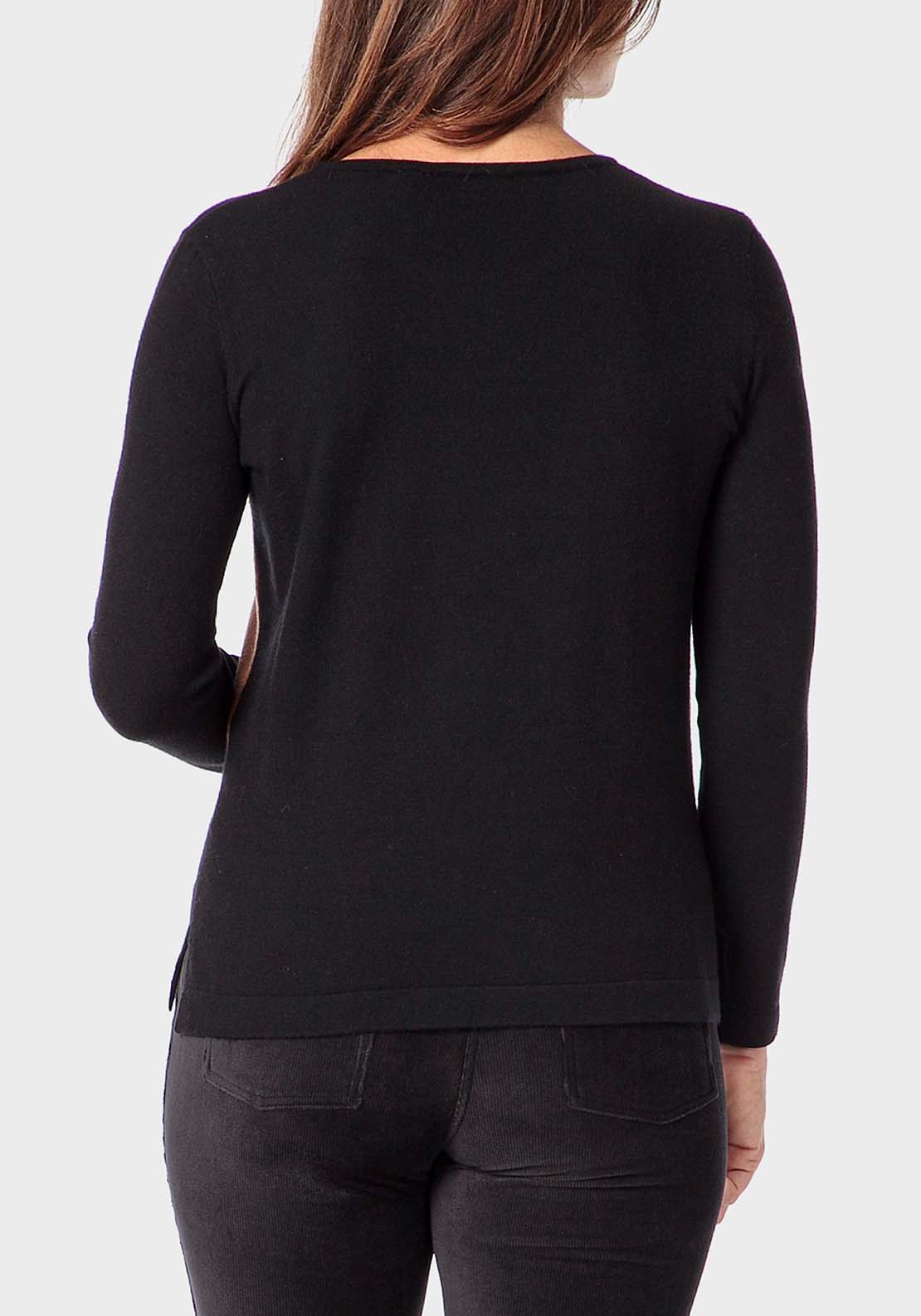 Punt Roma Rhinestone Intarsia Sweater - Black 2 Shaws Department Stores