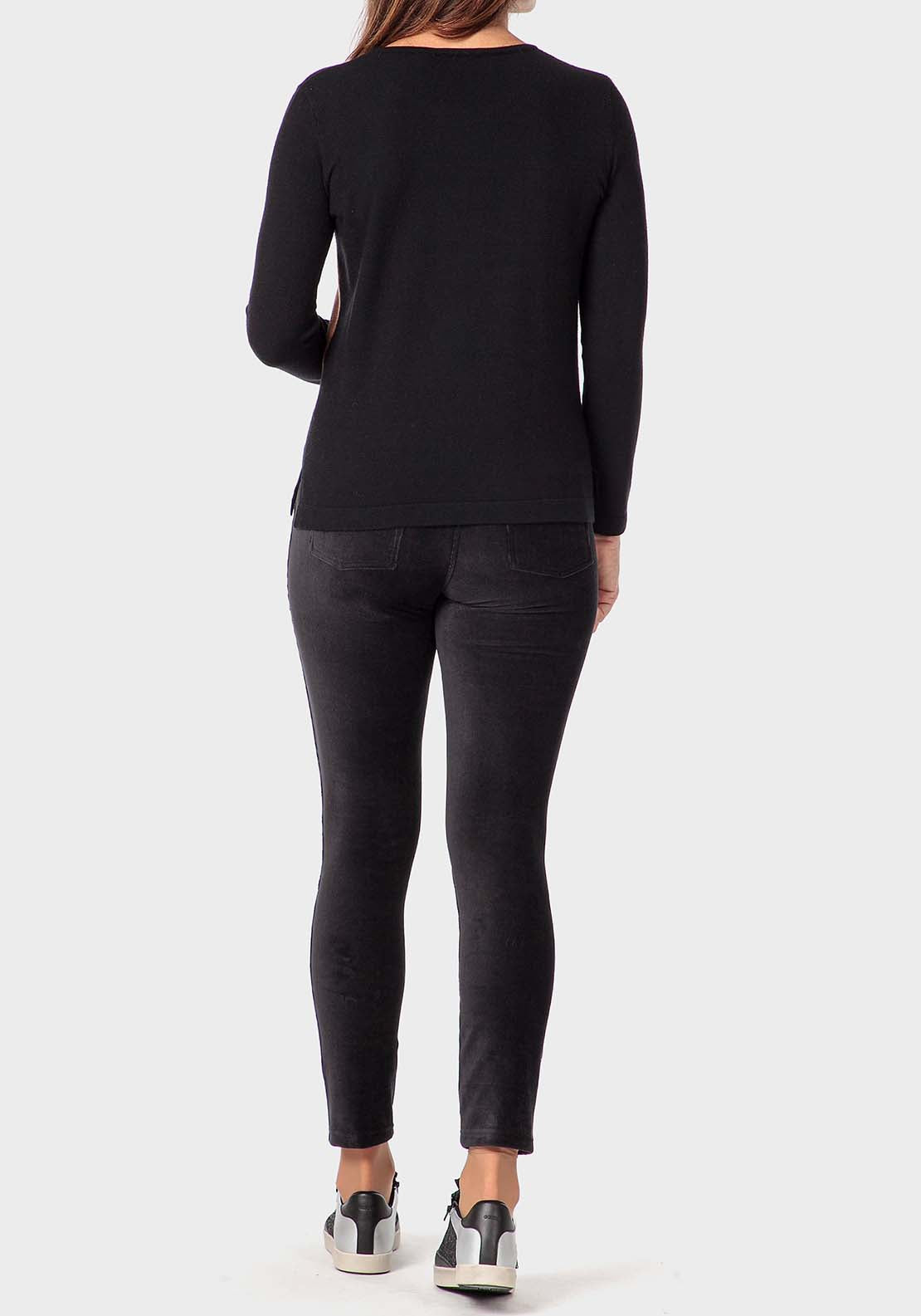 Punt Roma Rhinestone Intarsia Sweater - Black 4 Shaws Department Stores