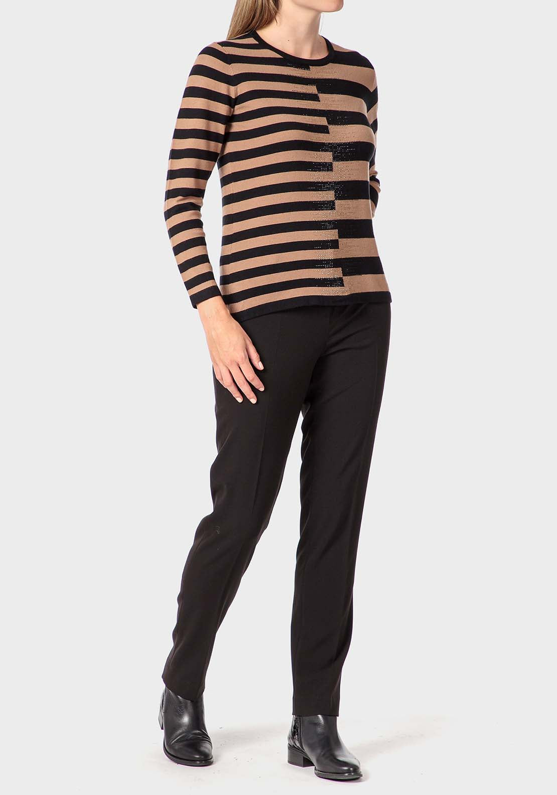 Punt Roma Rhinestone Intarsia Sweater - Black 3 Shaws Department Stores