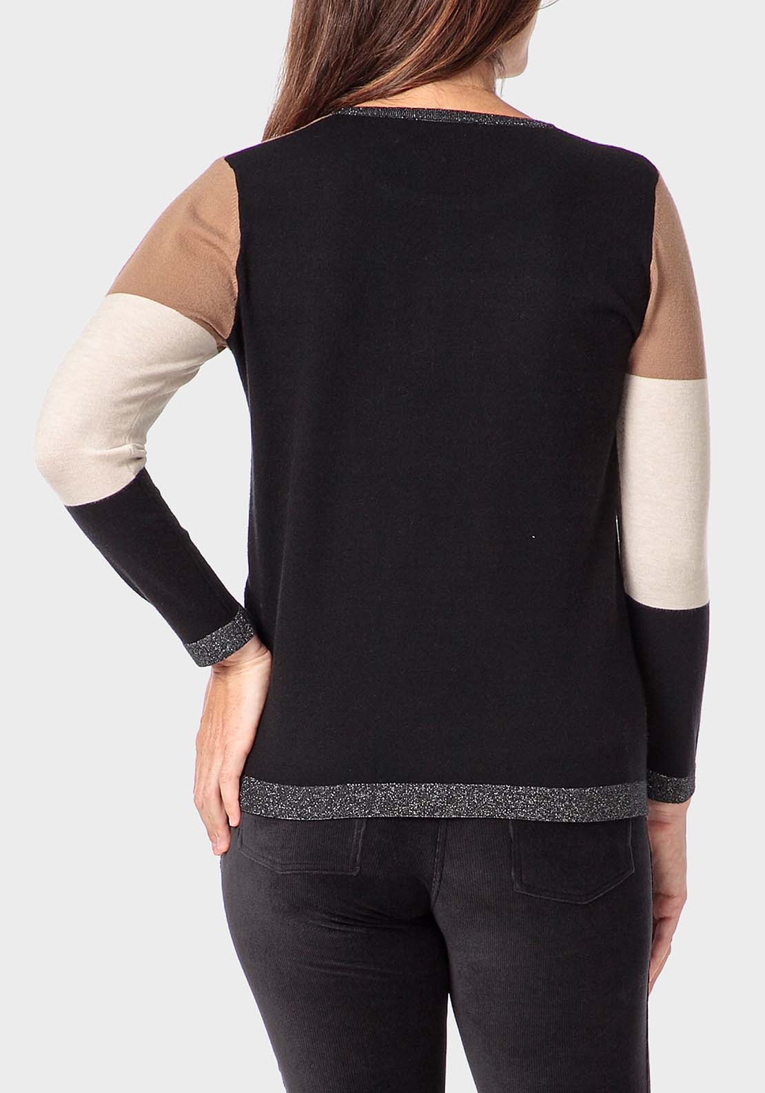 Punt Roma Rhinestone Intarsia Sweater - Black 2 Shaws Department Stores