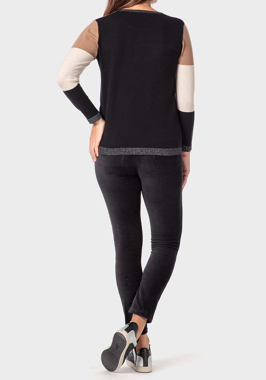 Punt Roma Rhinestone Intarsia Sweater - Black 4 Shaws Department Stores