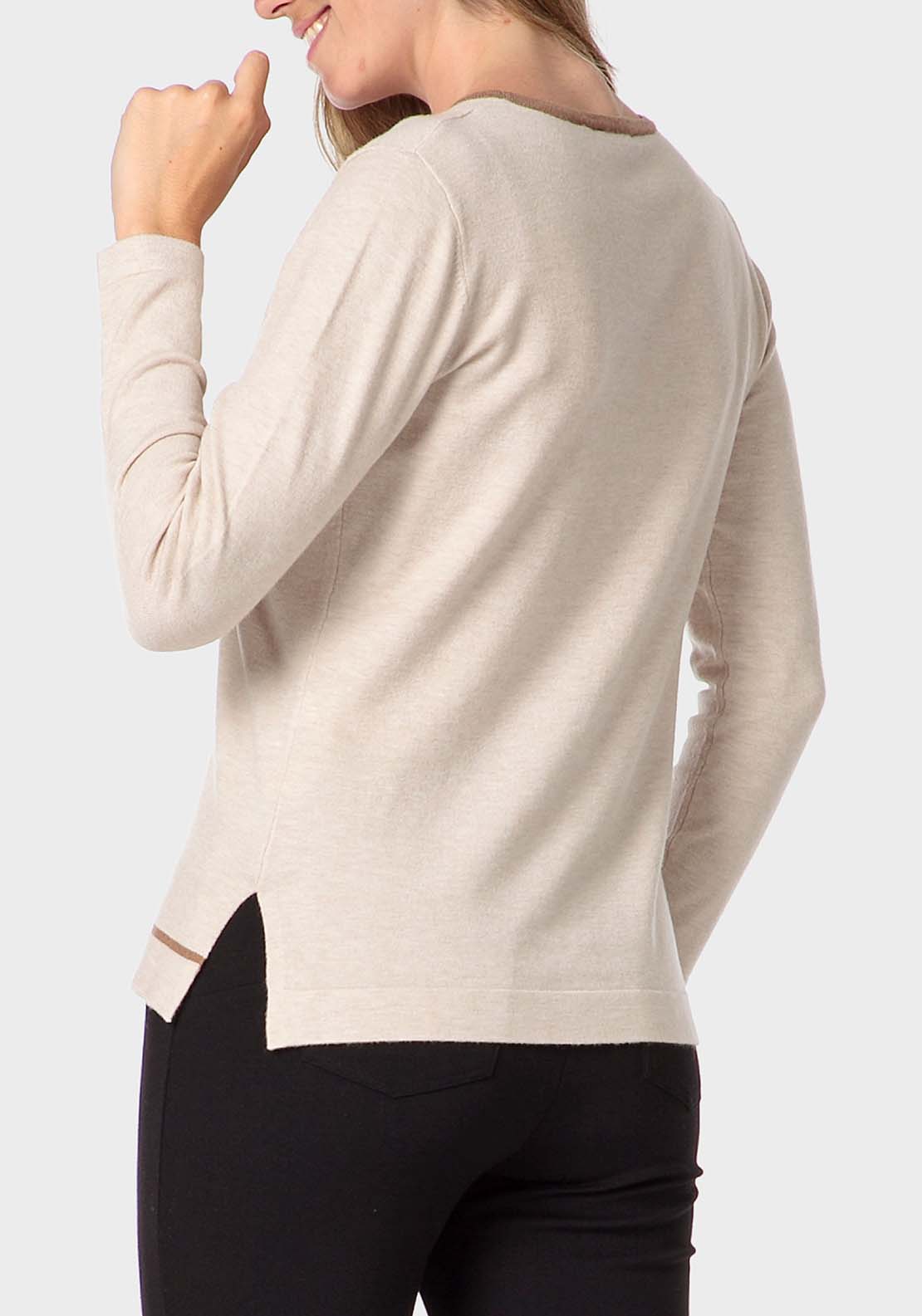 Punt Roma Rhinestone Intarsia Sweater - Beige 2 Shaws Department Stores