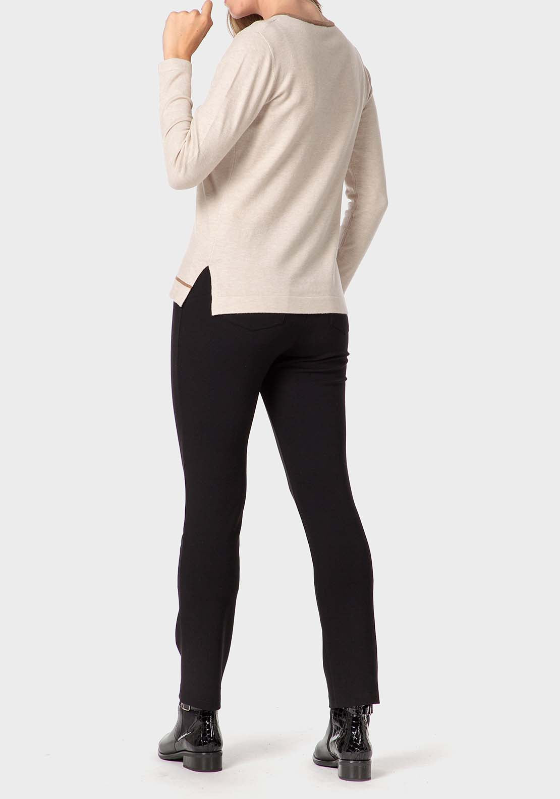 Punt Roma Rhinestone Intarsia Sweater - Beige 4 Shaws Department Stores