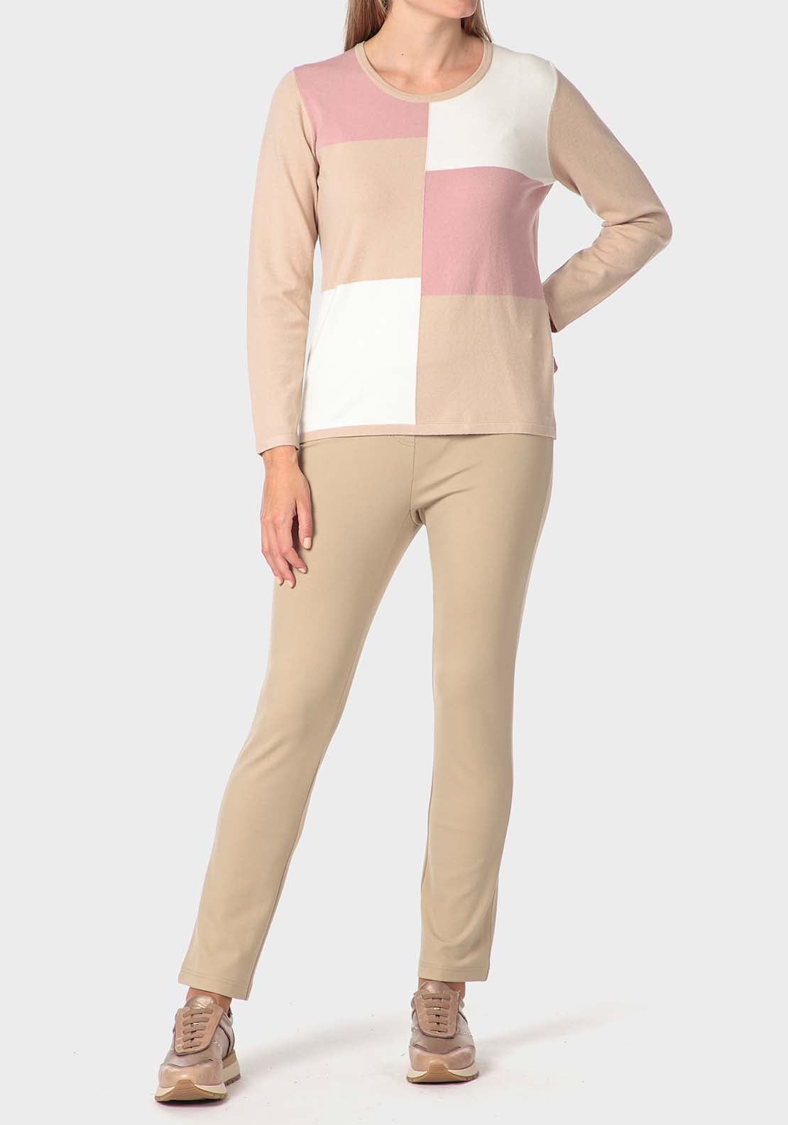 Punt Roma Intarsia Sweater - Beige 3 Shaws Department Stores