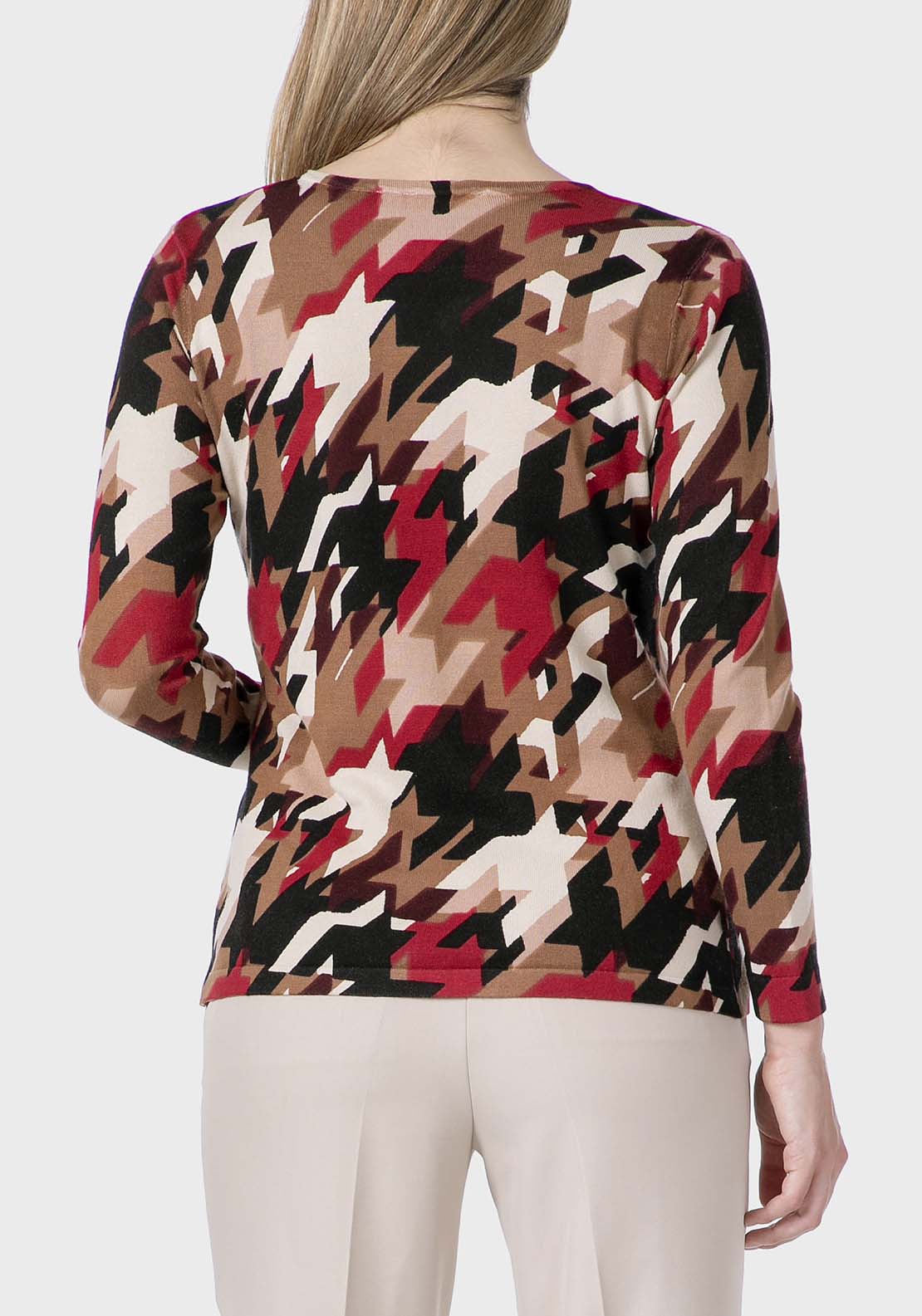 Rhinestone Print Sweater - Beige Camel