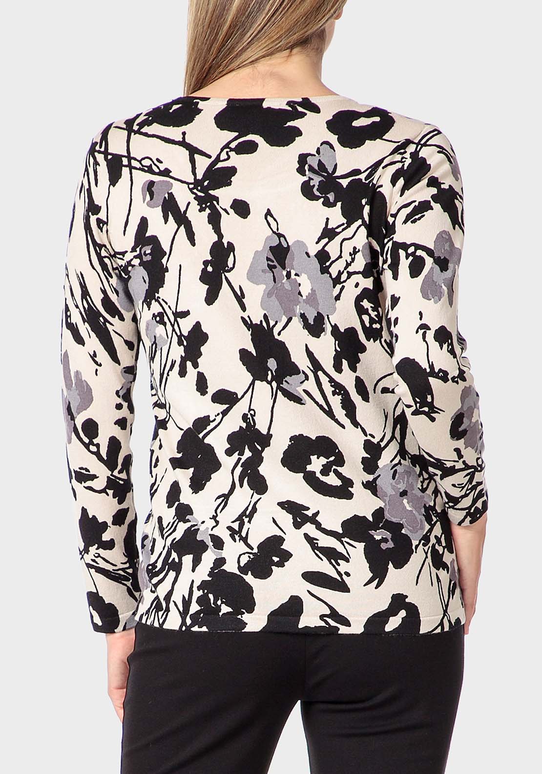 Punt Roma Floral Print Sweater - Beige 2 Shaws Department Stores