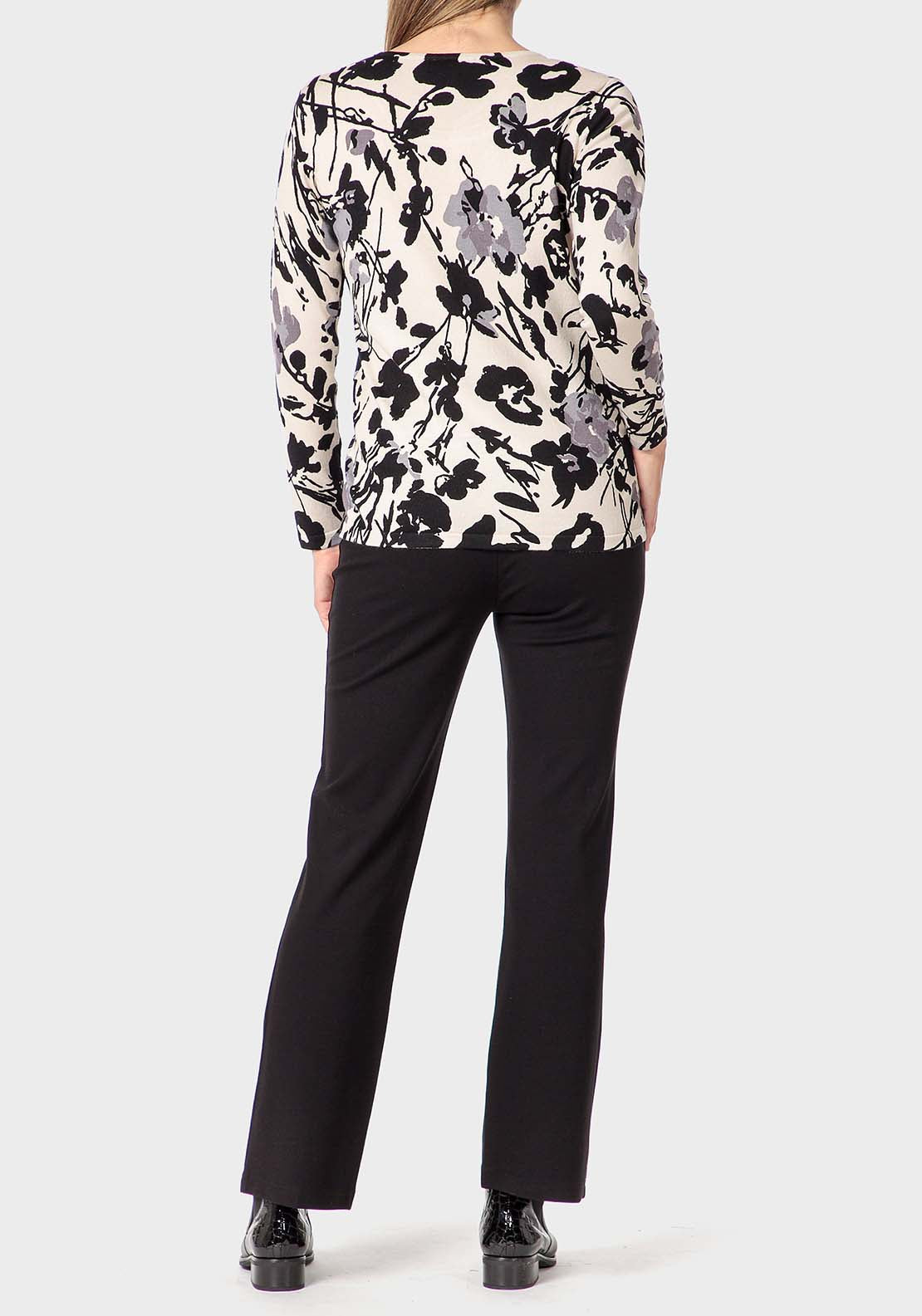 Punt Roma Floral Print Sweater - Beige 4 Shaws Department Stores