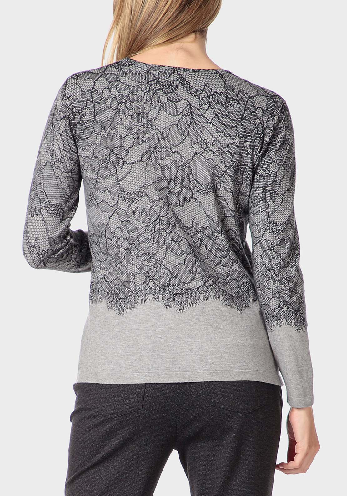 Punt Roma Floral Print Sweater - Grey 2 Shaws Department Stores