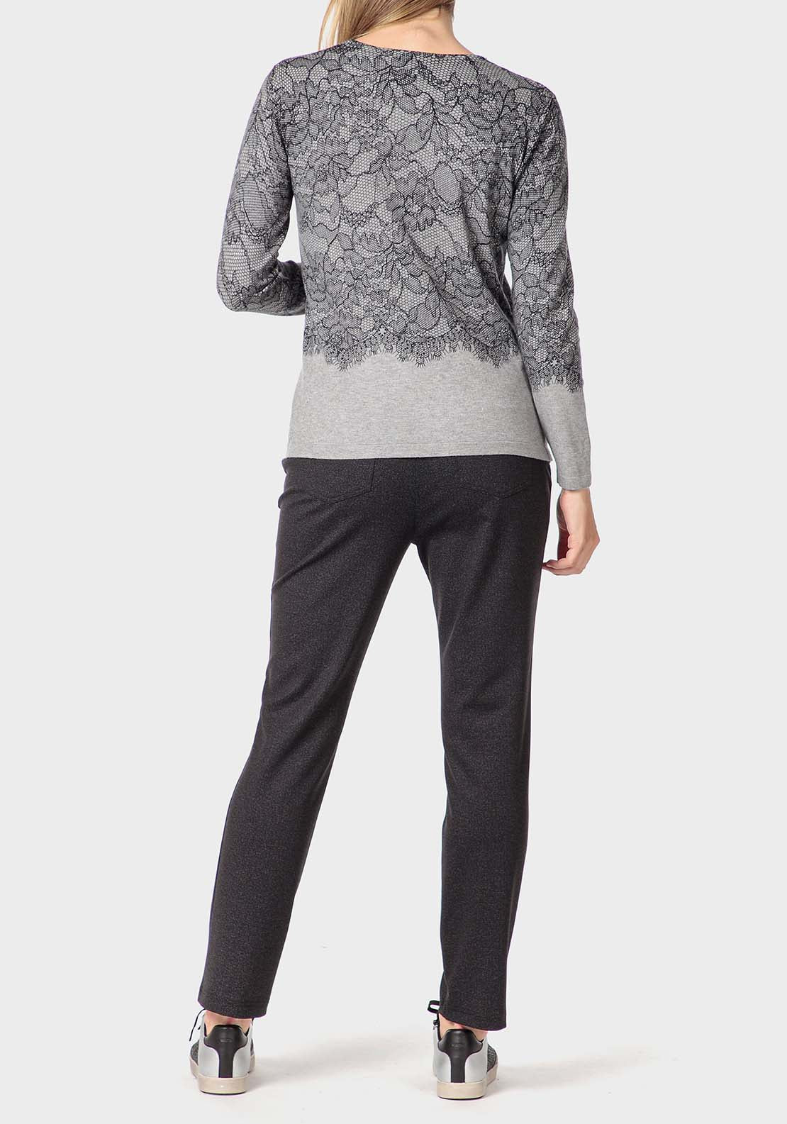 Punt Roma Floral Print Sweater - Grey 3 Shaws Department Stores