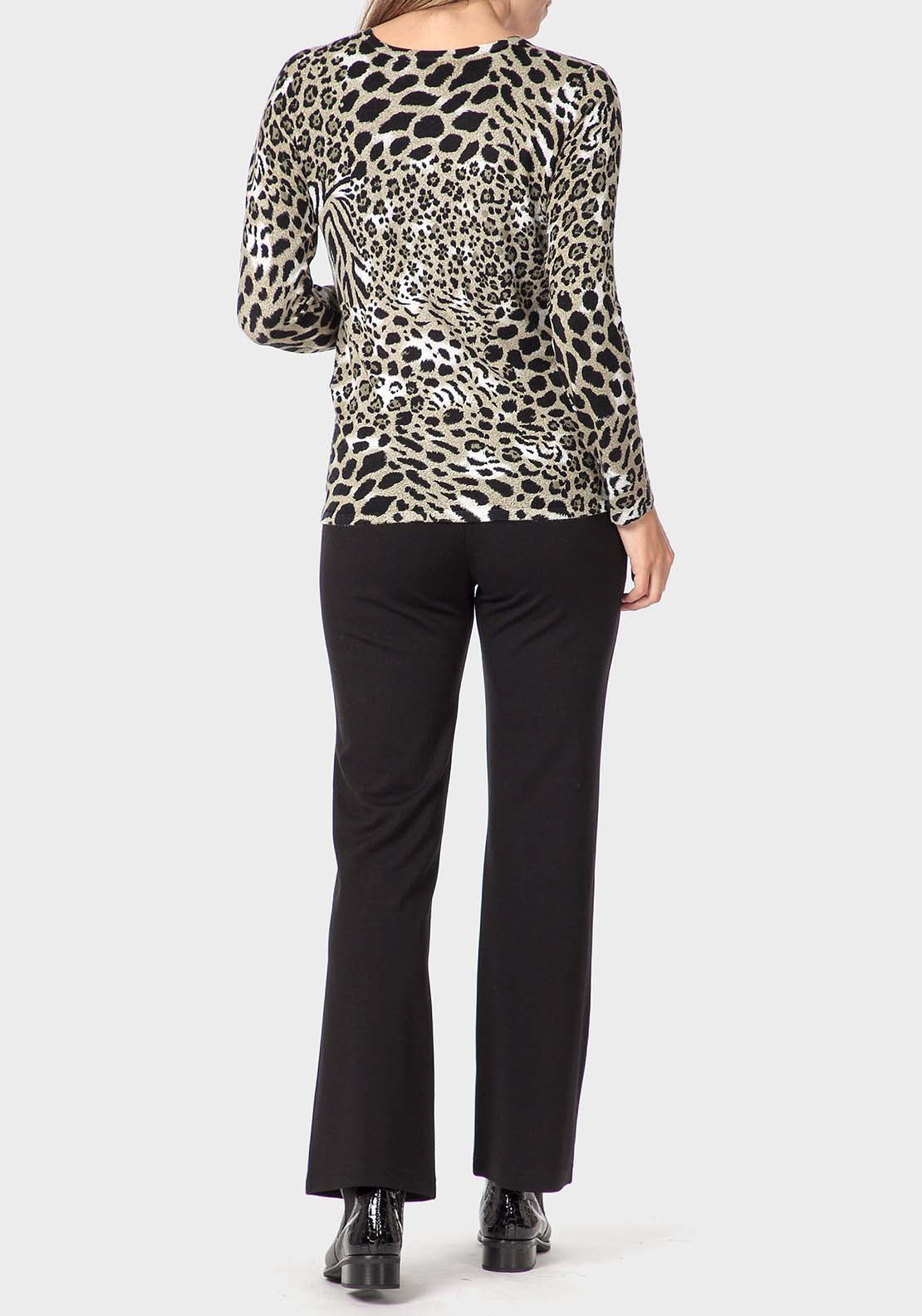 Punt Roma Animal Print Sweater - Green 3 Shaws Department Stores