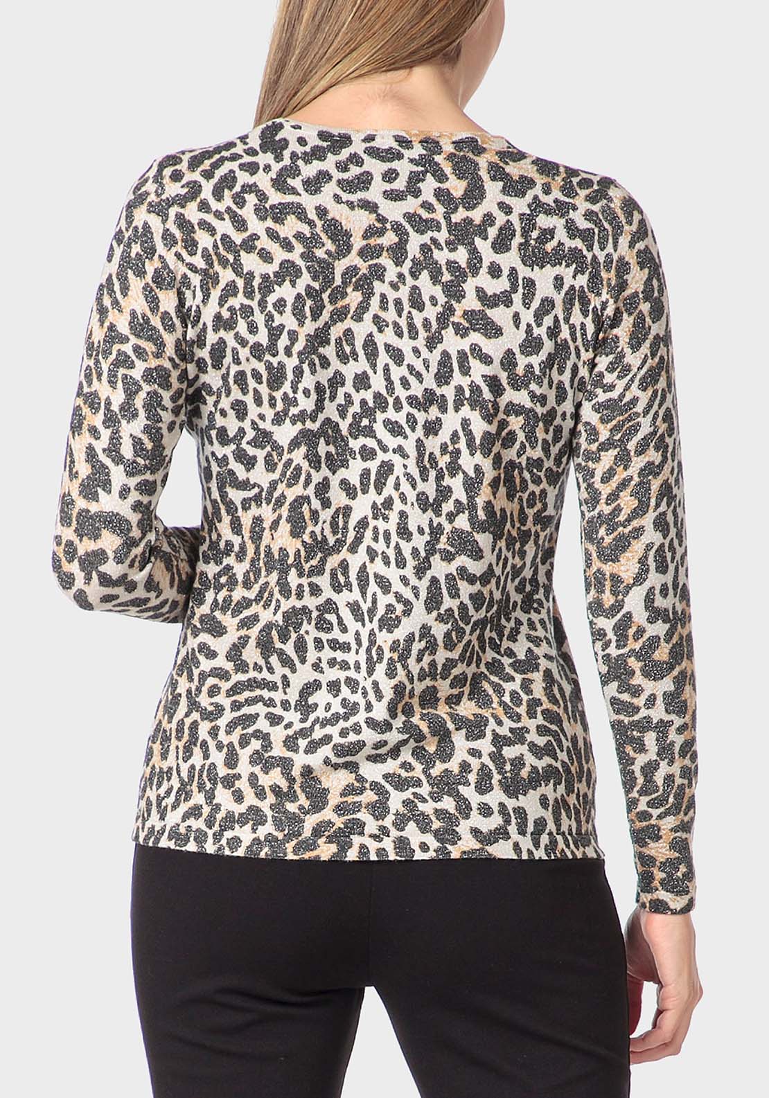 Punt Roma Animal Print Sweater - Beige 2 Shaws Department Stores