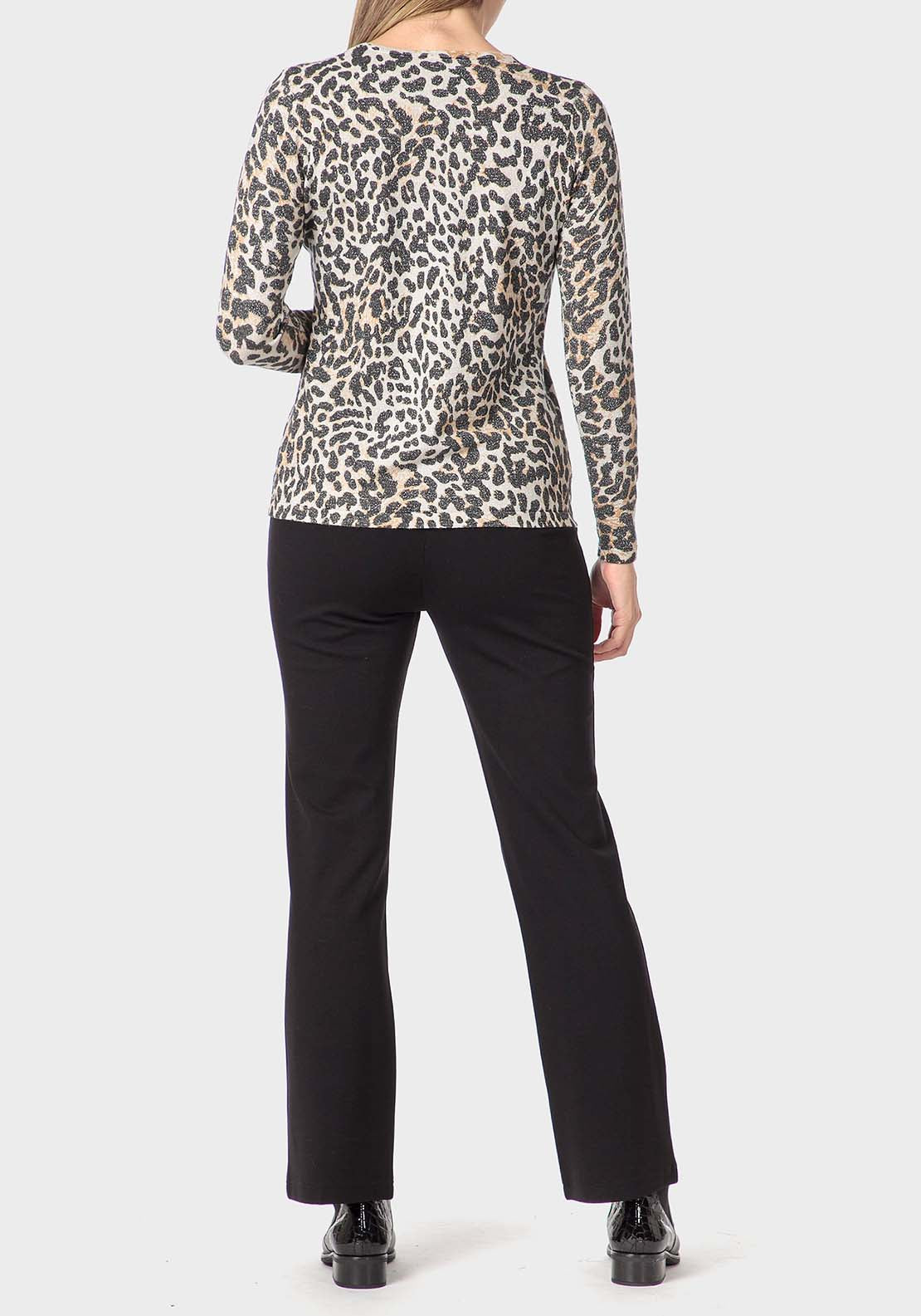 Punt Roma Animal Print Sweater - Beige 4 Shaws Department Stores