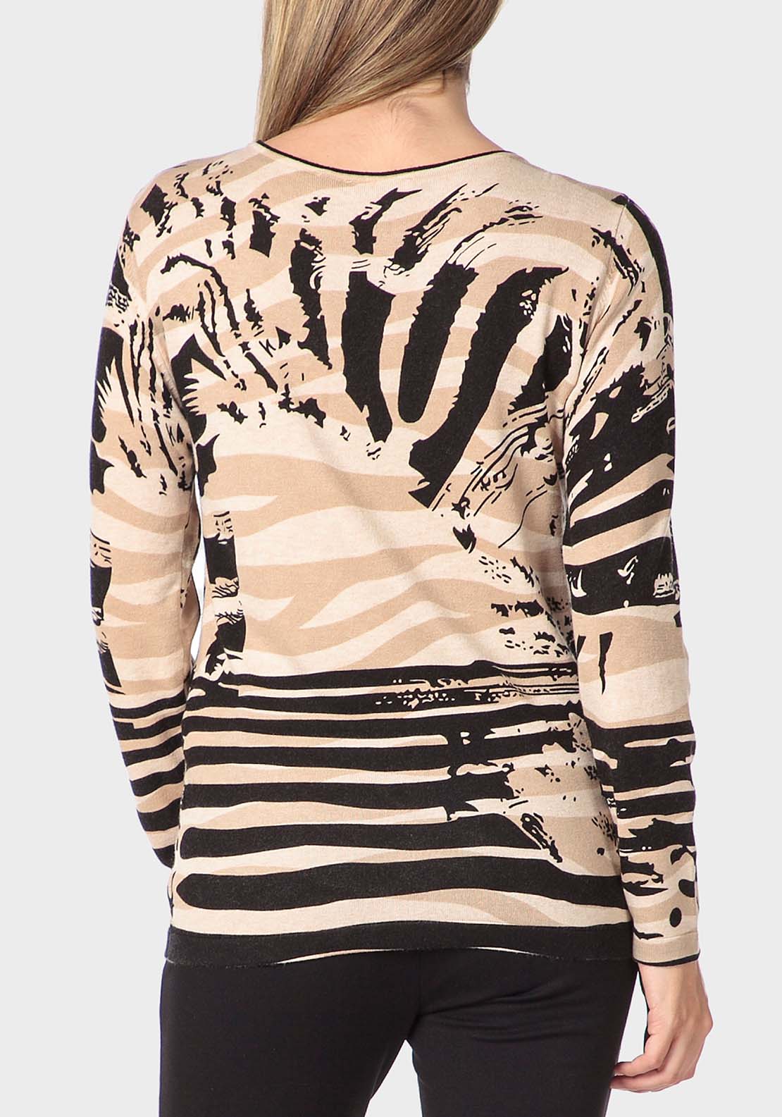 Punt Roma Animal Print Sweater - Beige 2 Shaws Department Stores