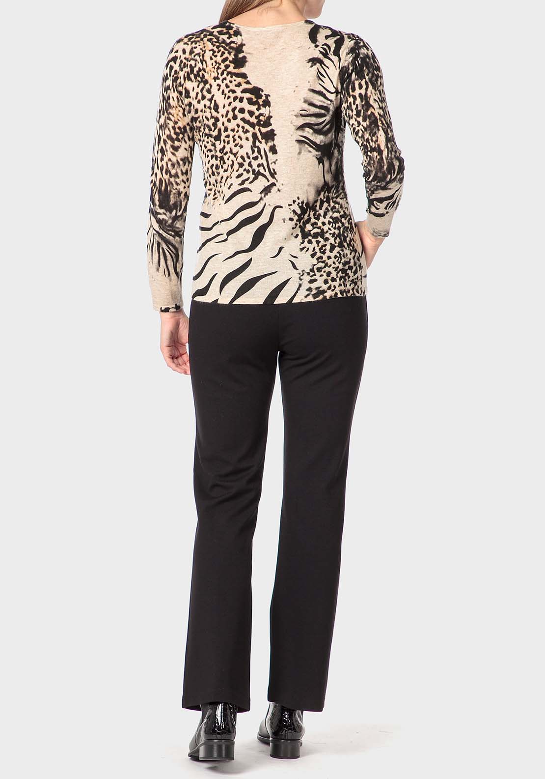 Punt Roma Animal Print Sweater - Beige / Grey 4 Shaws Department Stores
