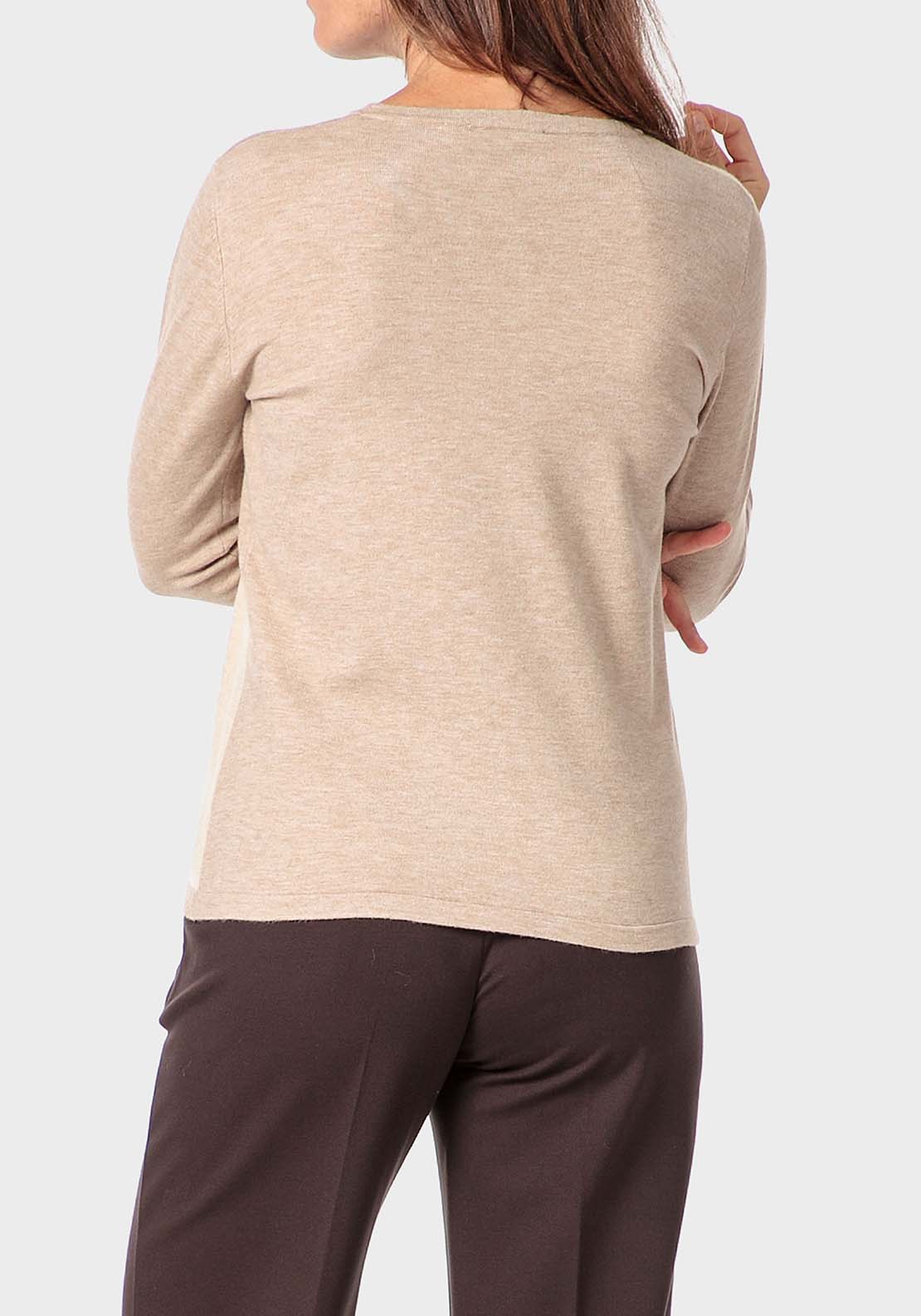 Punt Roma Rhinestone Intarsia Sweater - Beige 2 Shaws Department Stores