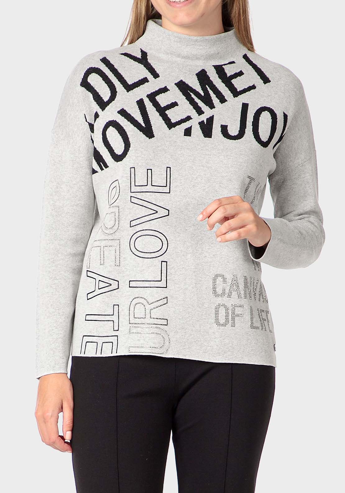 Punt Roma Gemstone Printed Sweater - Grey 1 Shaws Department Stores