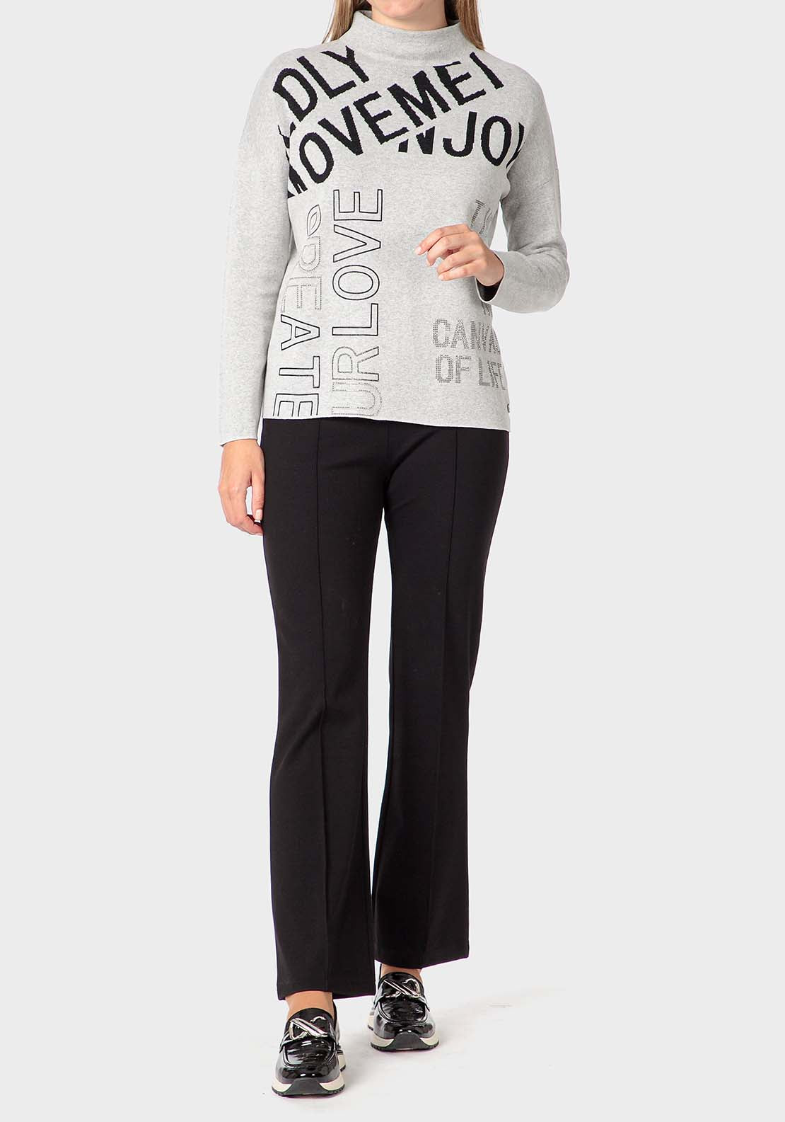 Punt Roma Gemstone Printed Sweater - Grey 3 Shaws Department Stores