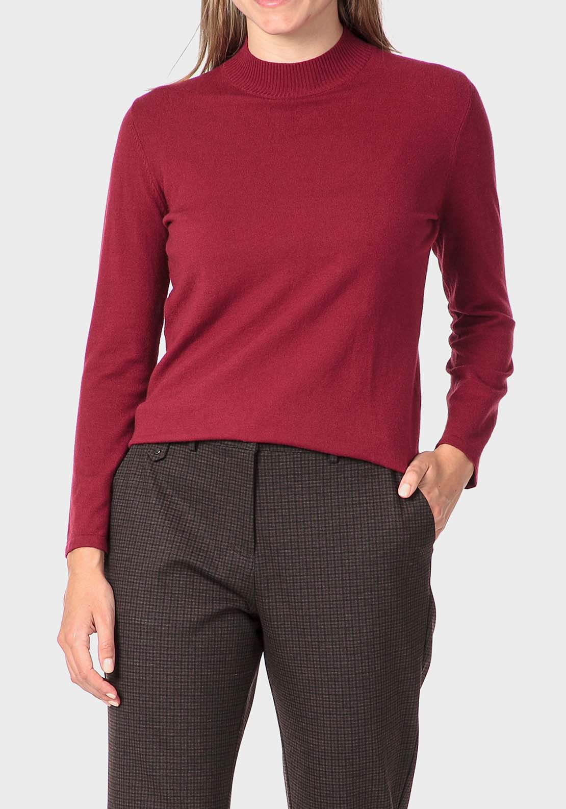 Punt Roma Basic Semi Turtleneck Sweater - Red 1 Shaws Department Stores