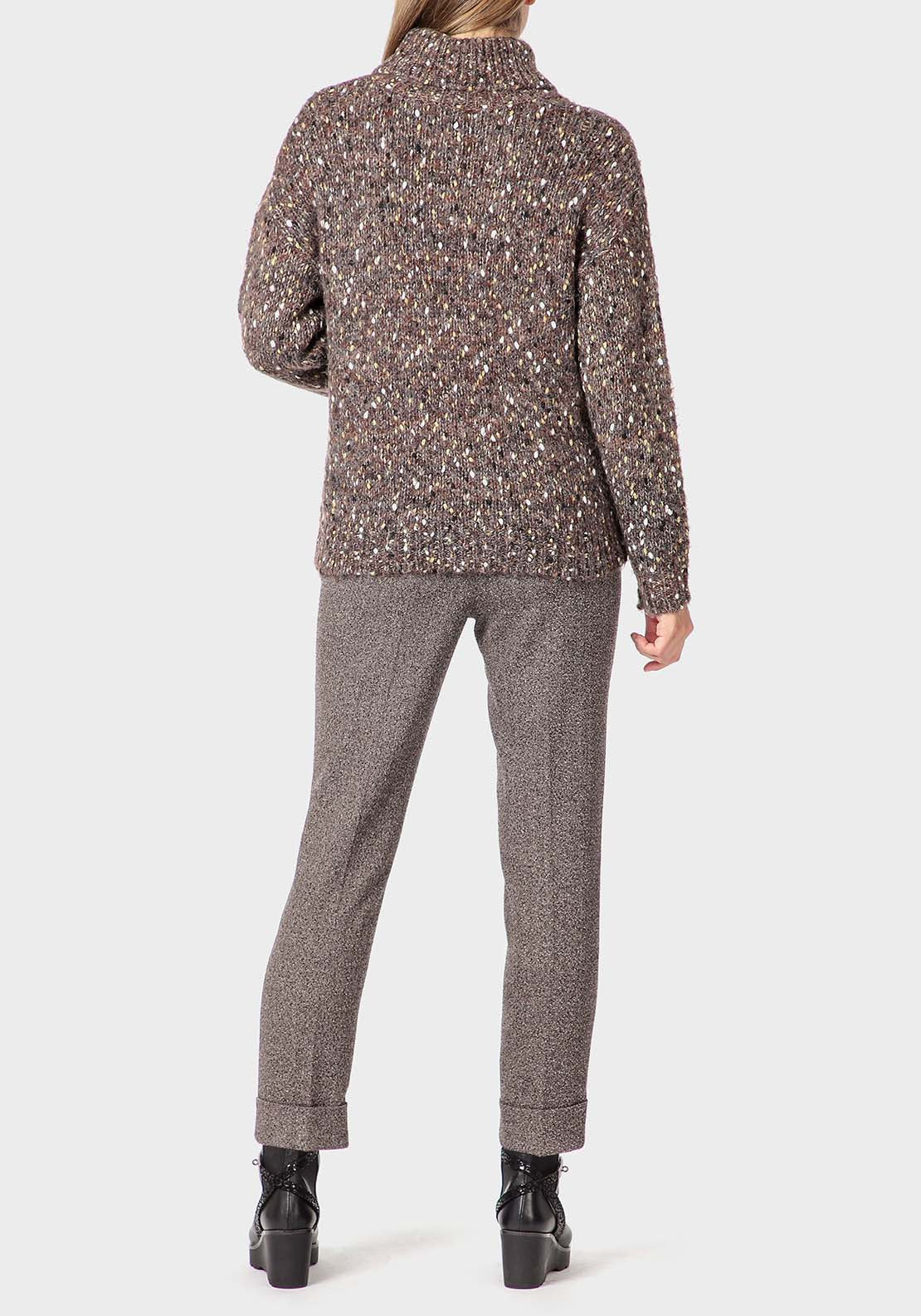 Punt Roma Metallic Thread Sweater - Brown 4 Shaws Department Stores