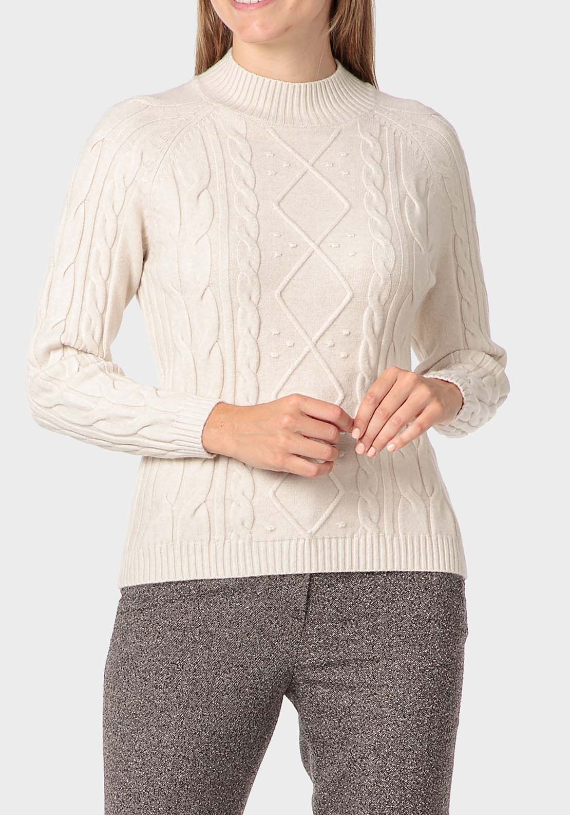 Punt Roma Braids Sweater - Beige 1 Shaws Department Stores