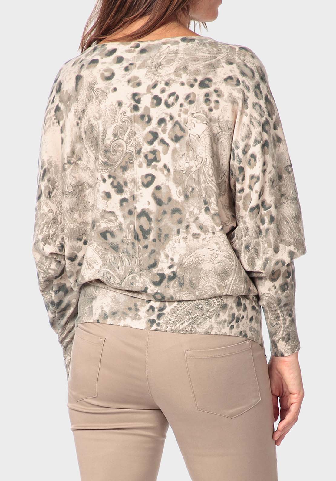 Punt Roma Animal Print Sweater - Beige 2 Shaws Department Stores