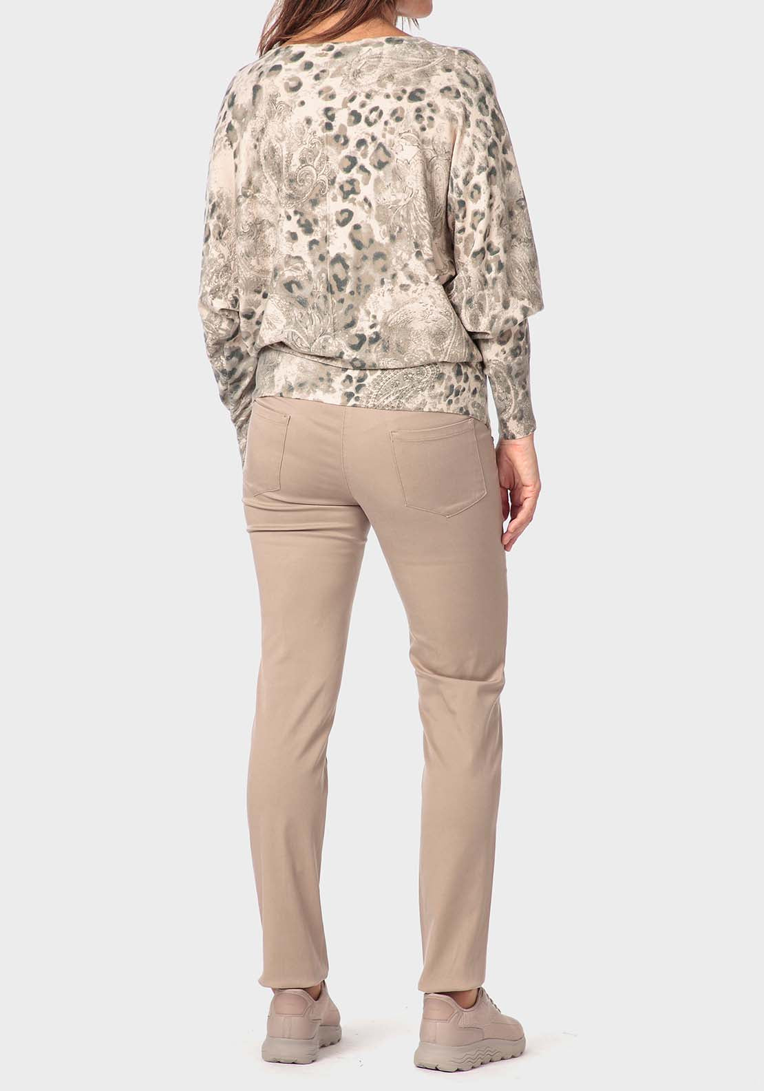 Punt Roma Animal Print Sweater - Beige 4 Shaws Department Stores