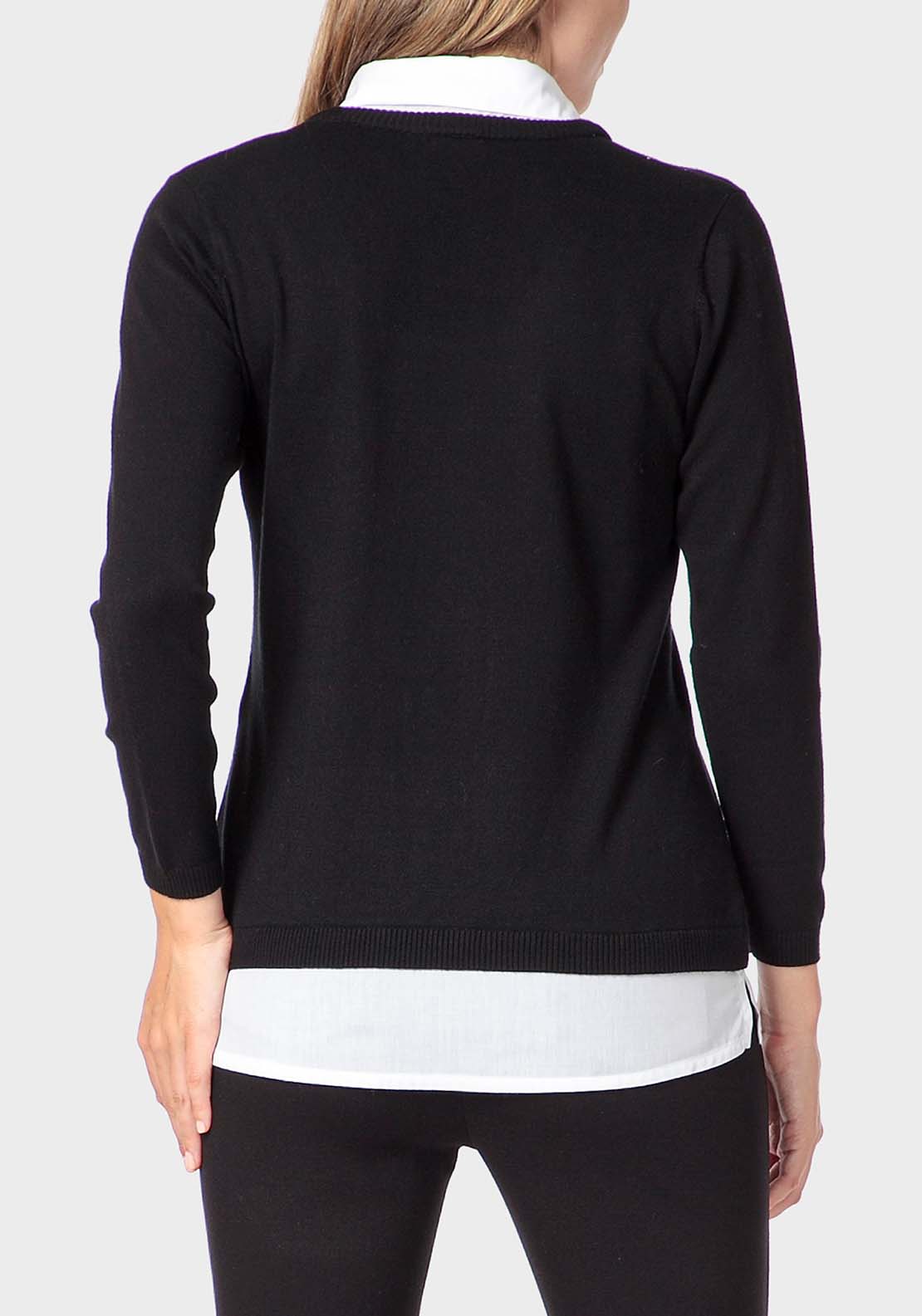 Punt Roma Sweater With Faux Shirt - Black 2 Shaws Department Stores
