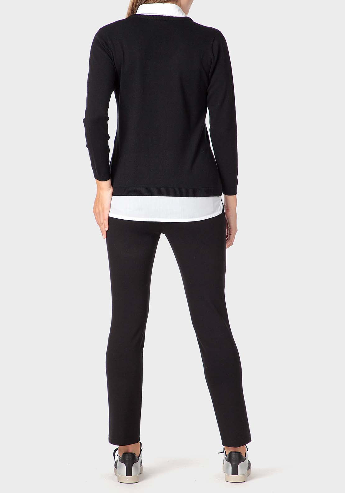 Punt Roma Sweater With Faux Shirt - Black 4 Shaws Department Stores