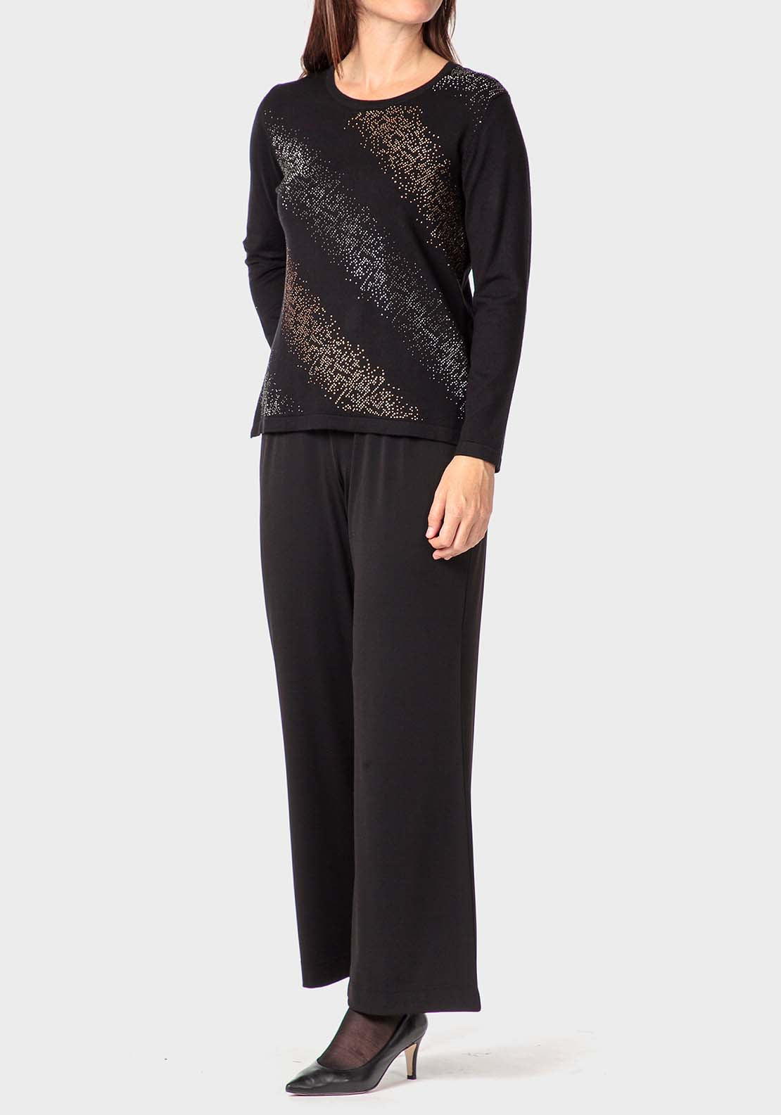 Punt Roma Sweater With Gemstones - Black 3 Shaws Department Stores