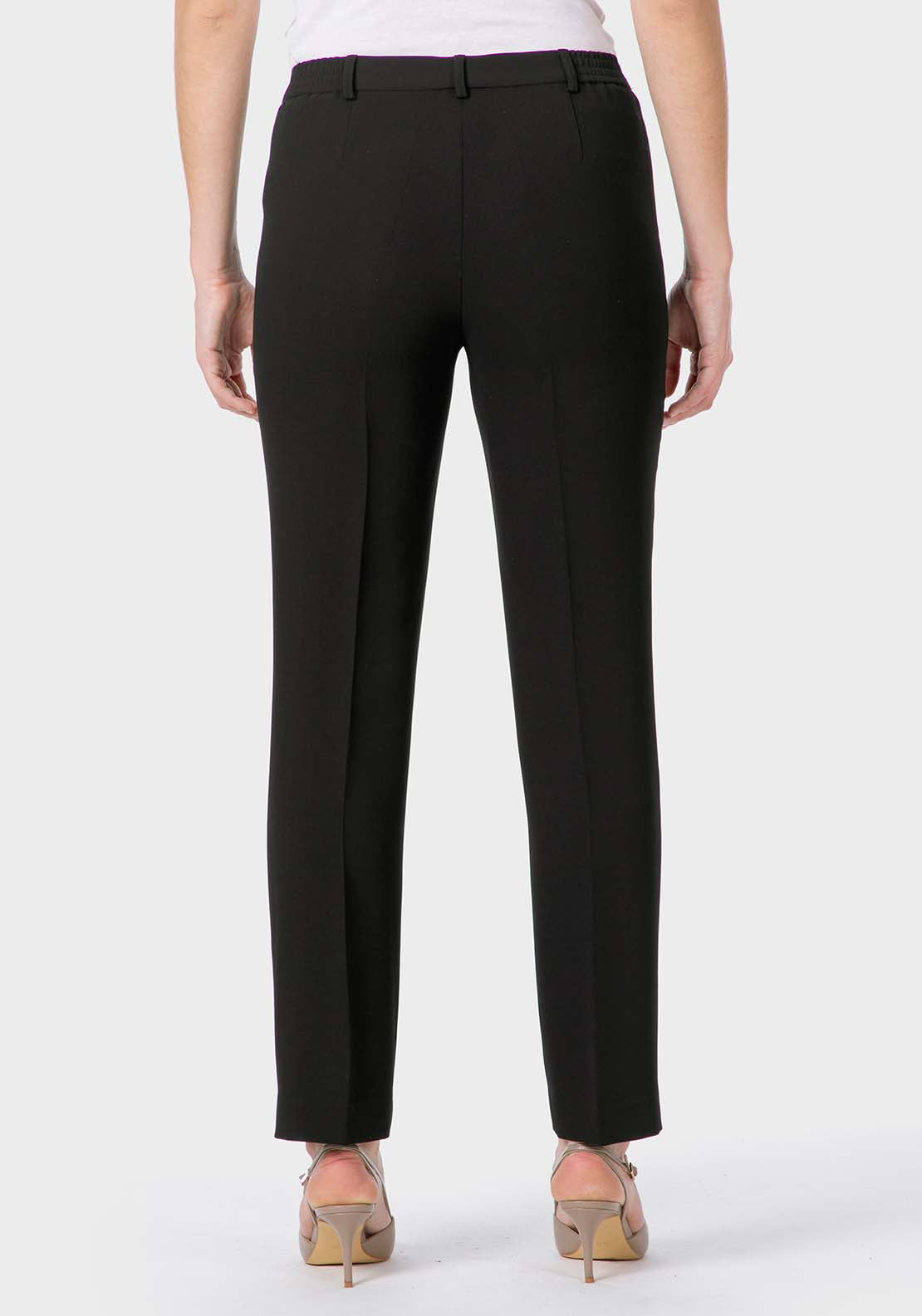 Crepe Trousers With Elastic - Black