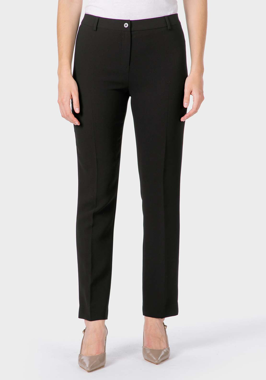 Crepe Trousers With Elastic - Black