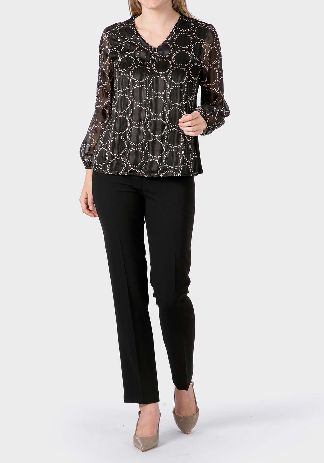 Crepe Trousers With Elastic - Black
