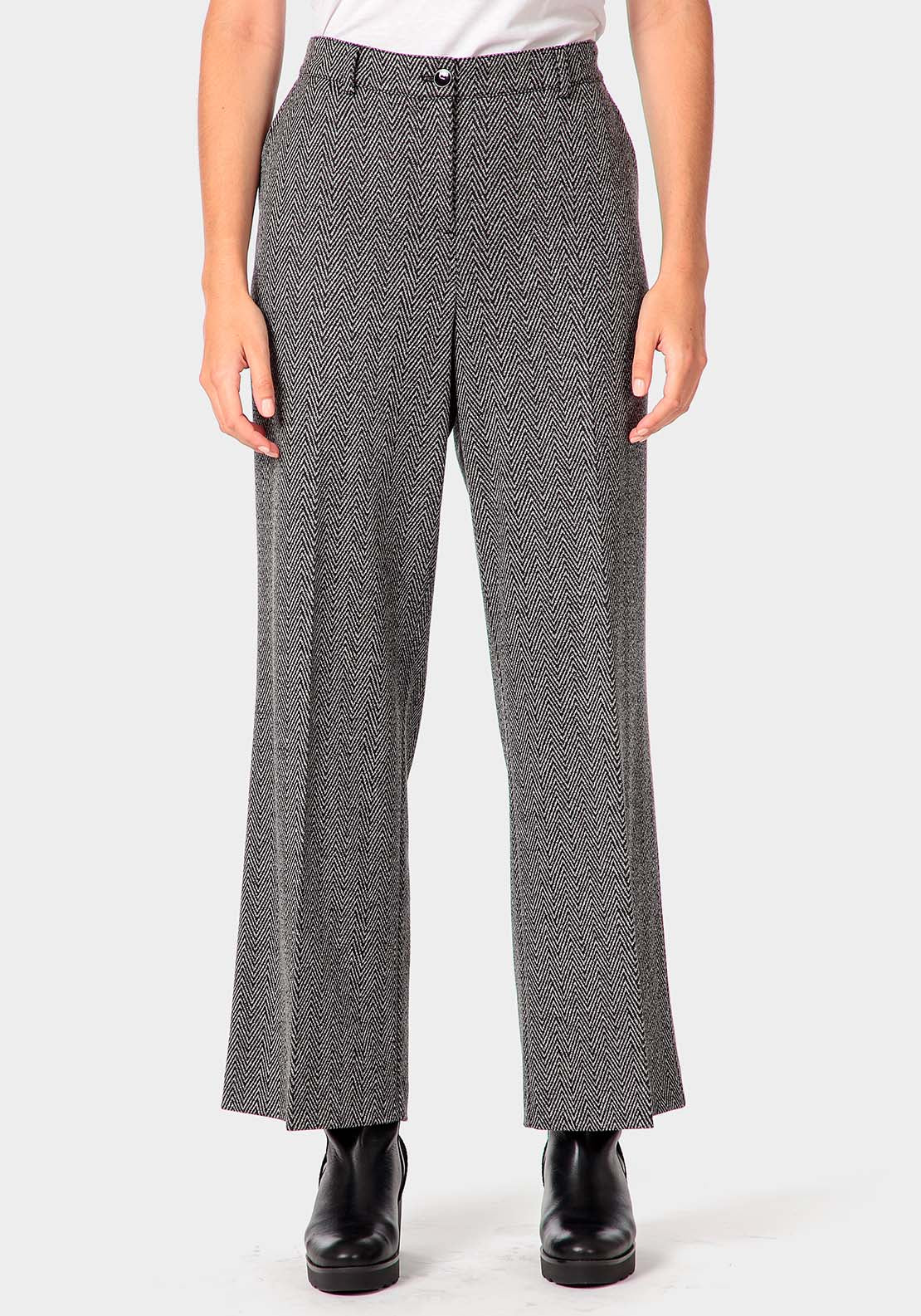 Punt Roma Herringbone Trousers - Grey 1 Shaws Department Stores