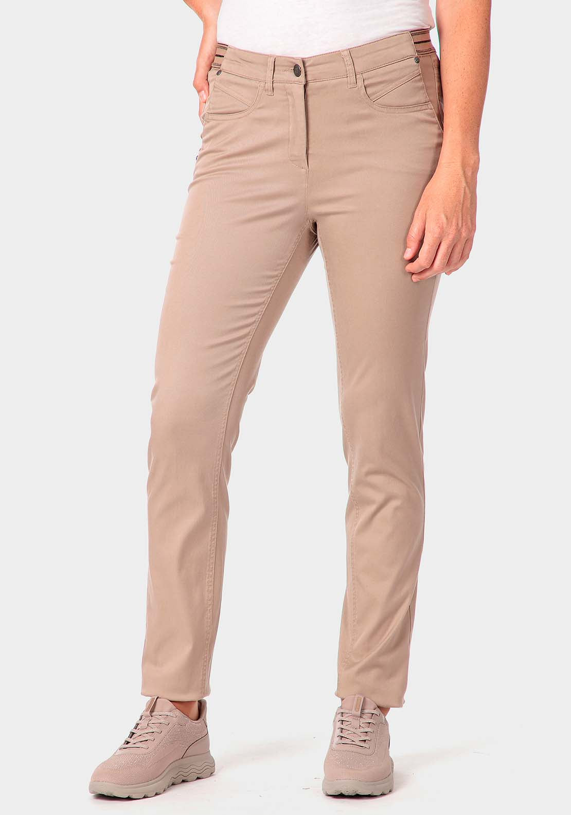 Punt Roma Lyocell Trousers - Brown 1 Shaws Department Stores