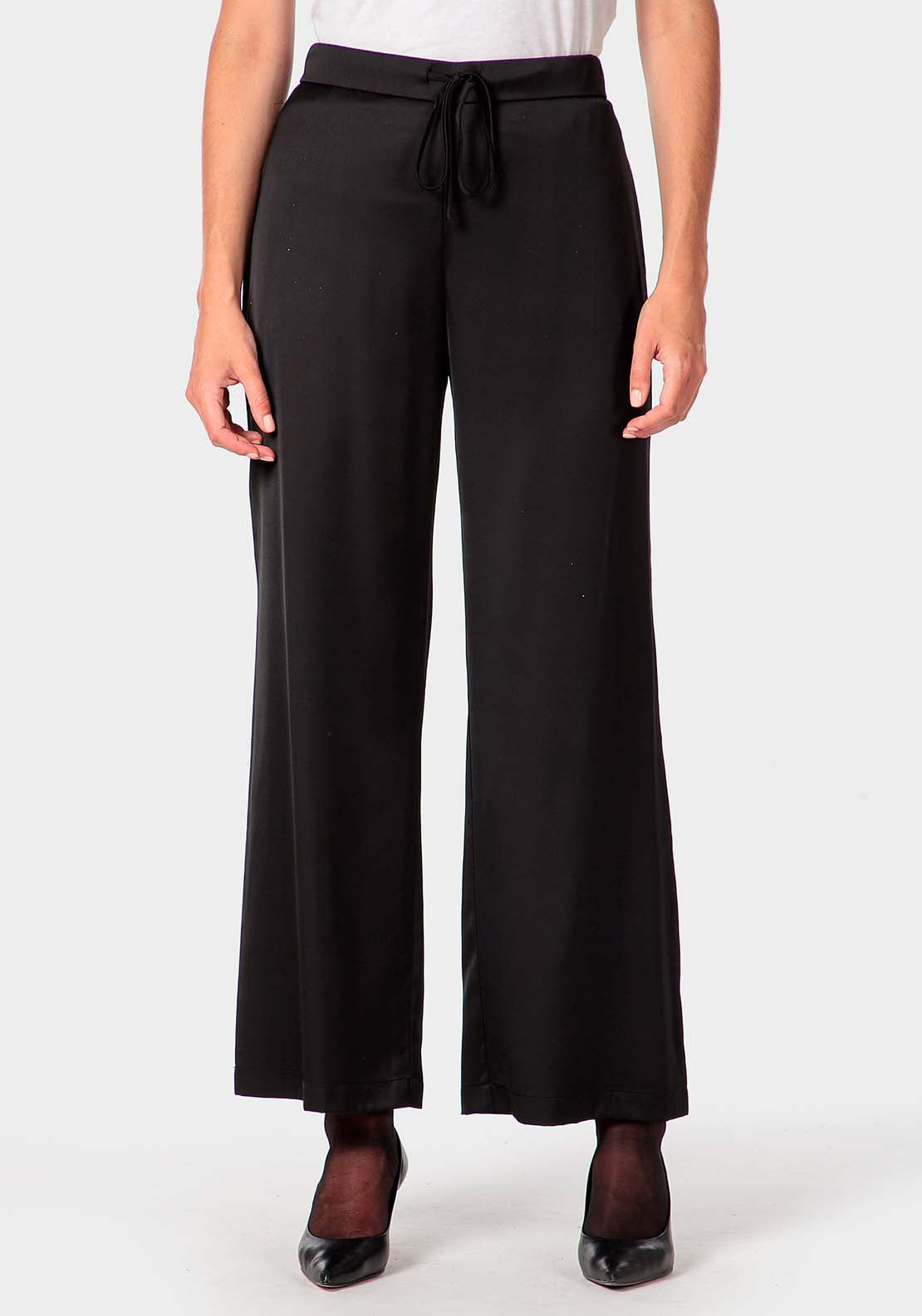 Punt Roma Satin Trousers - Black 1 Shaws Department Stores