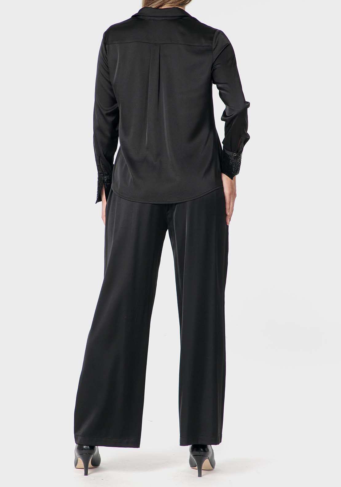 Punt Roma Satin Trousers - Black 4 Shaws Department Stores