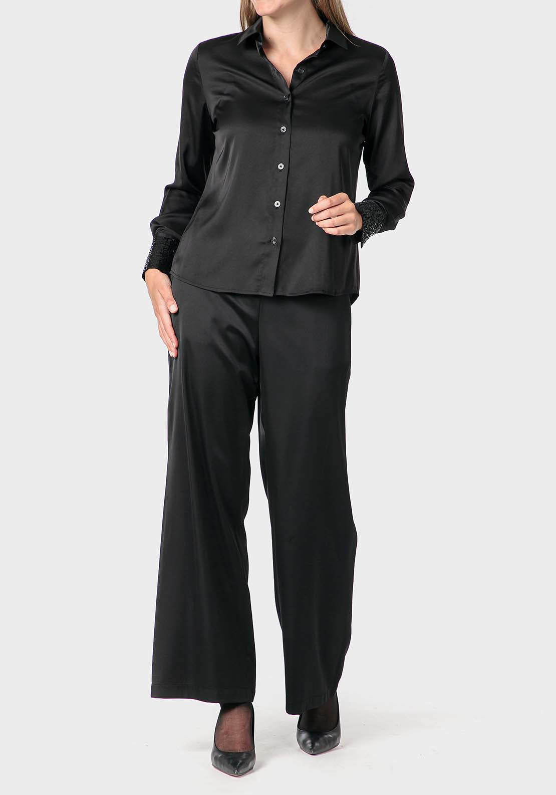 Punt Roma Satin Trousers - Black 3 Shaws Department Stores
