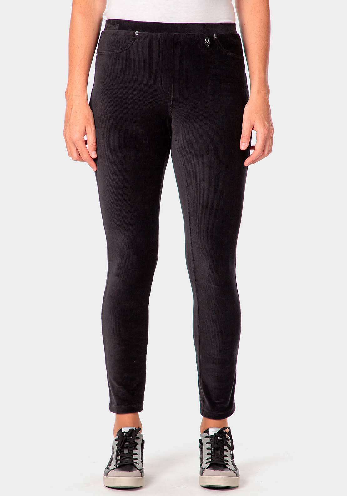 Punt Roma Micro-Corduroy Trousers - Black 1 Shaws Department Stores