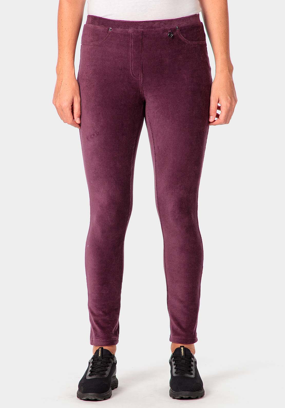 Punt Roma Micro-Corduroy Trousers - Purple 1 Shaws Department Stores