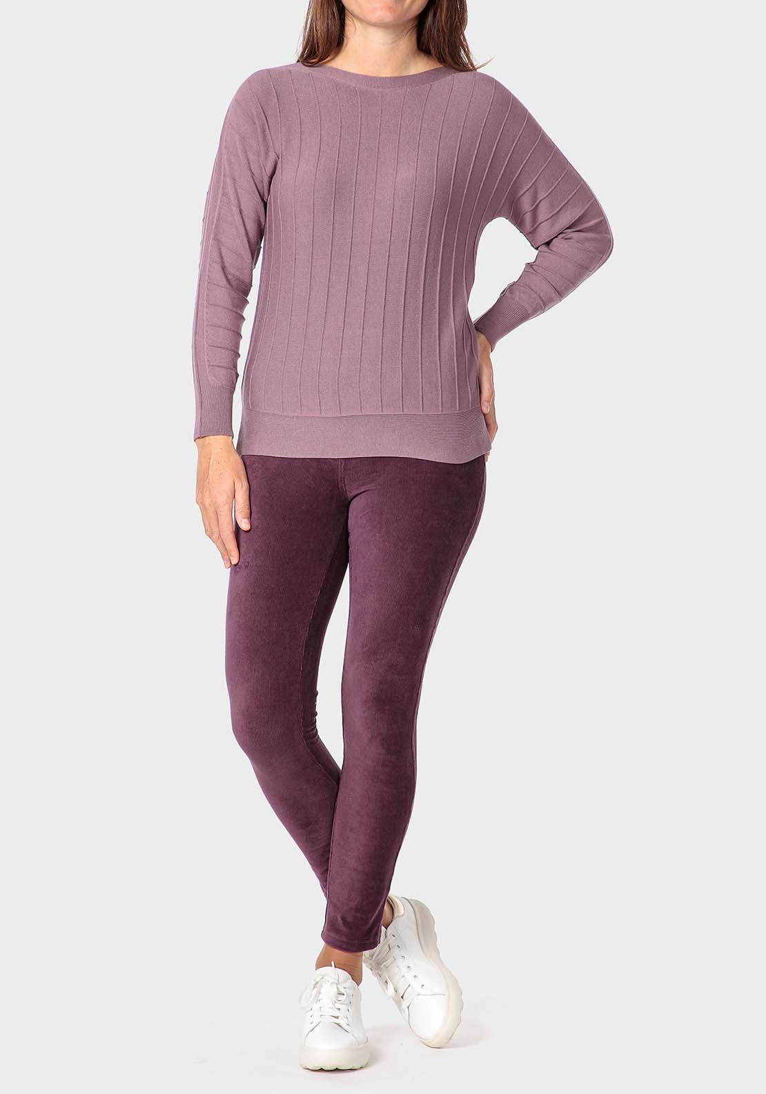 Punt Roma Micro-Corduroy Trousers - Purple 3 Shaws Department Stores